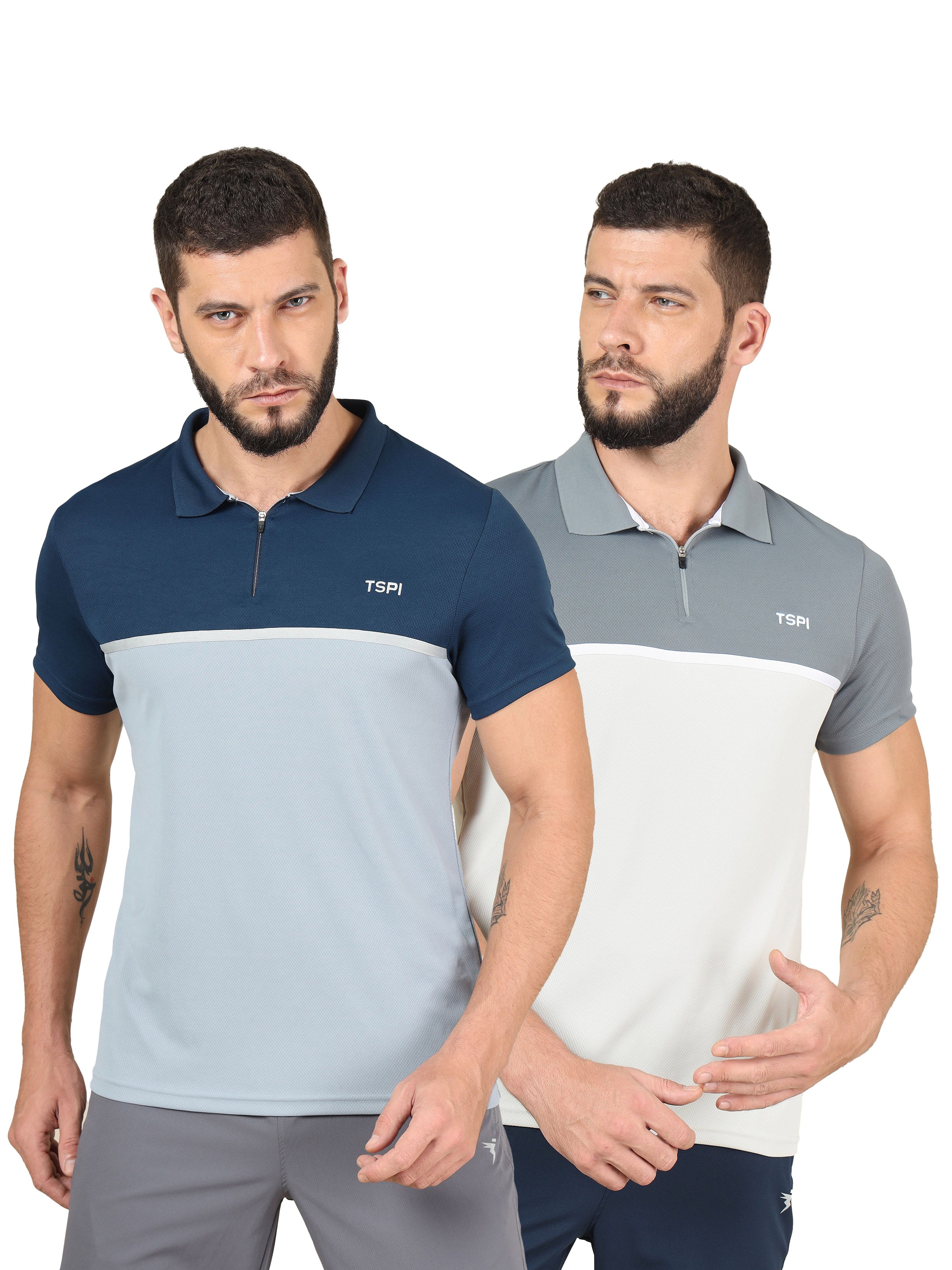 Men Colorblock Slim Fit Polo T-shirt with TECHNO COOL+ (Pack of 2)