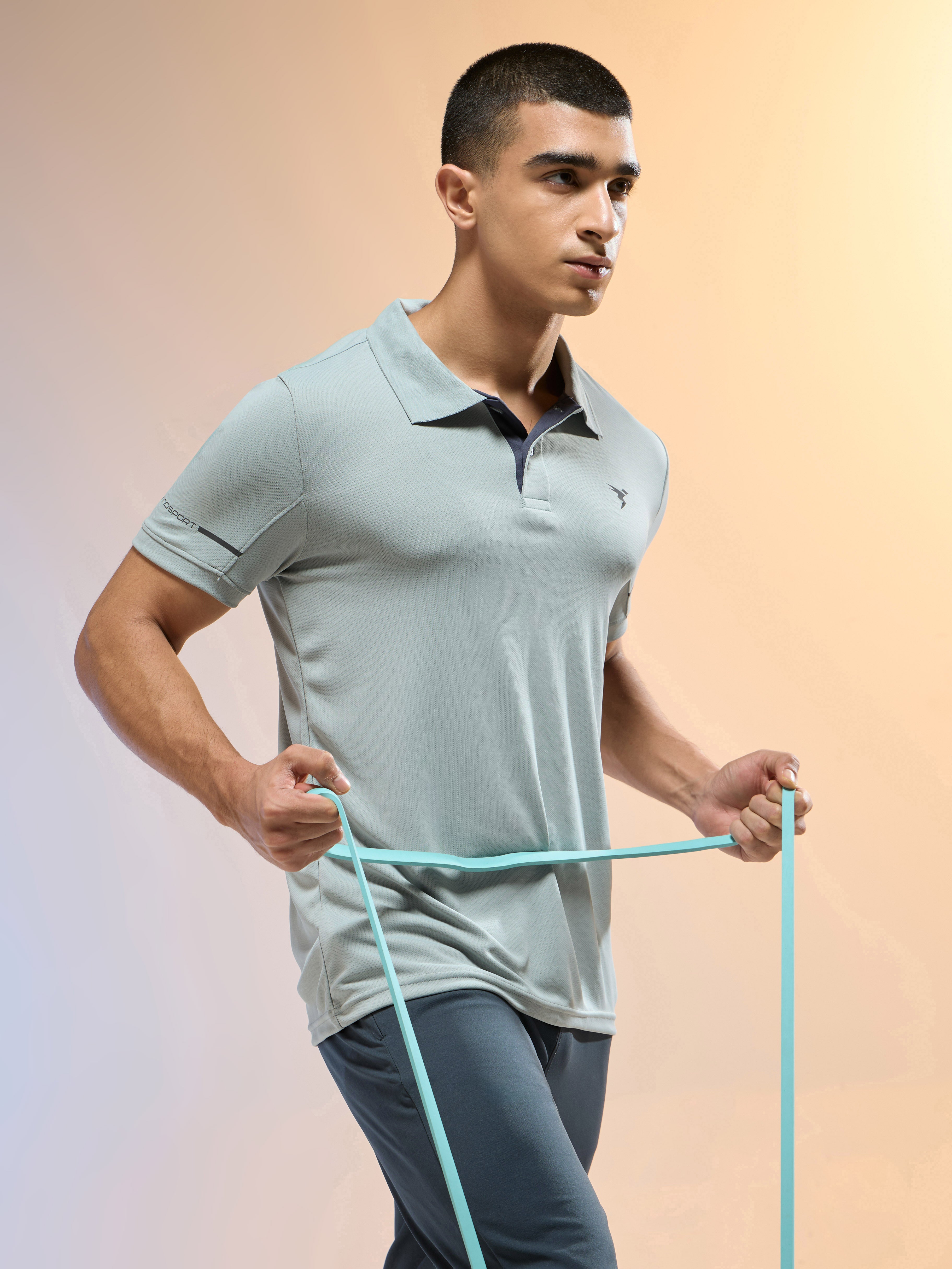 Men Solid Slim Fit Polo T-shirt with TECHNO COOL+