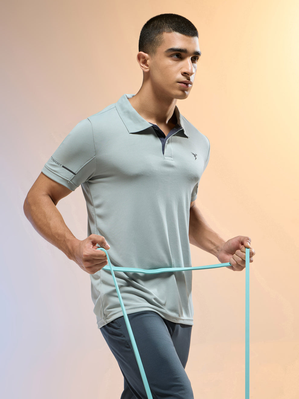 Men Slim Fit Polo T-shirt with Techno Cool+