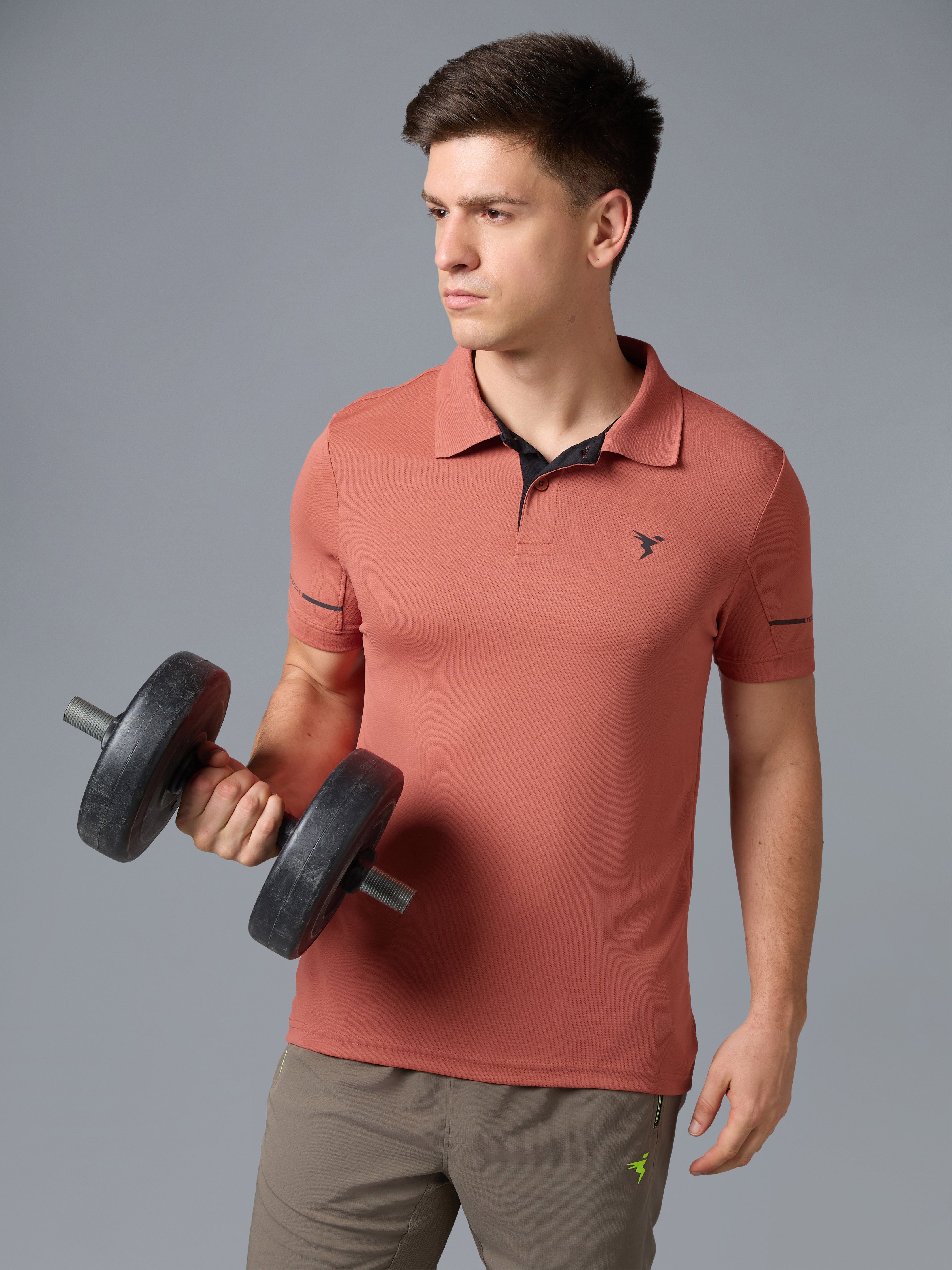 Men Solid Slim Fit Polo T-shirt with TECHNO COOL+