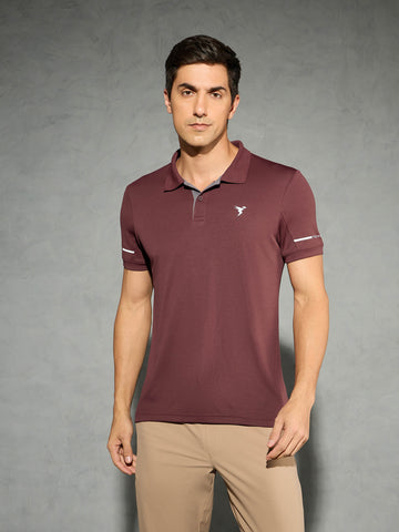 Men Solid Slim Fit Polo T-shirt with TECHNO COOL+