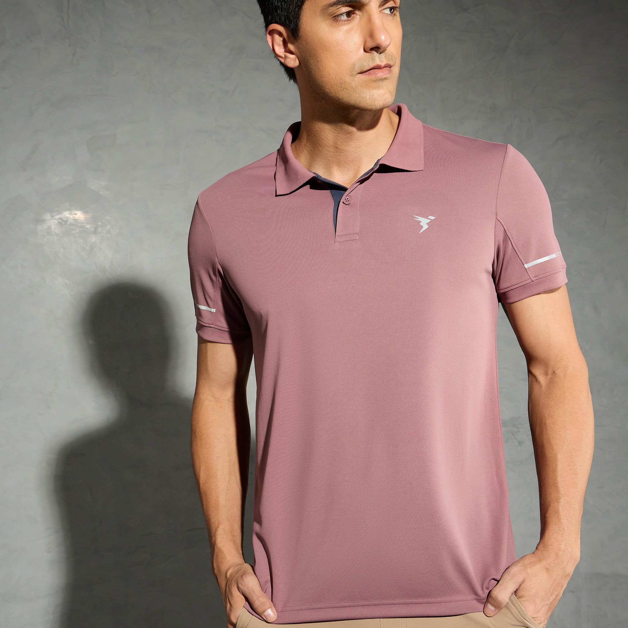 Men Solid Slim Fit Polo T-shirt with TECHNO COOL+