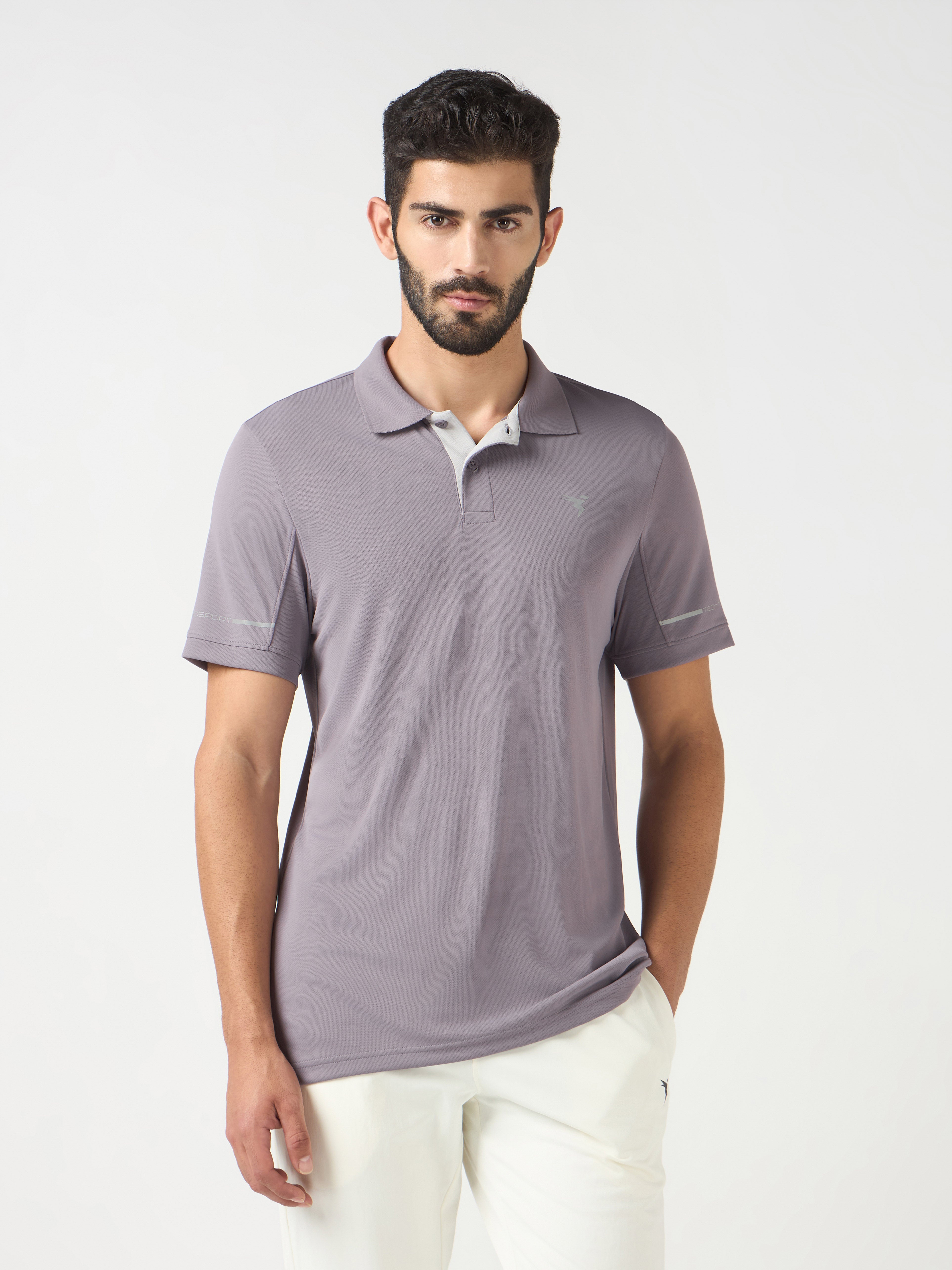 Men Solid Slim Fit Polo T-shirt with TECHNO COOL+