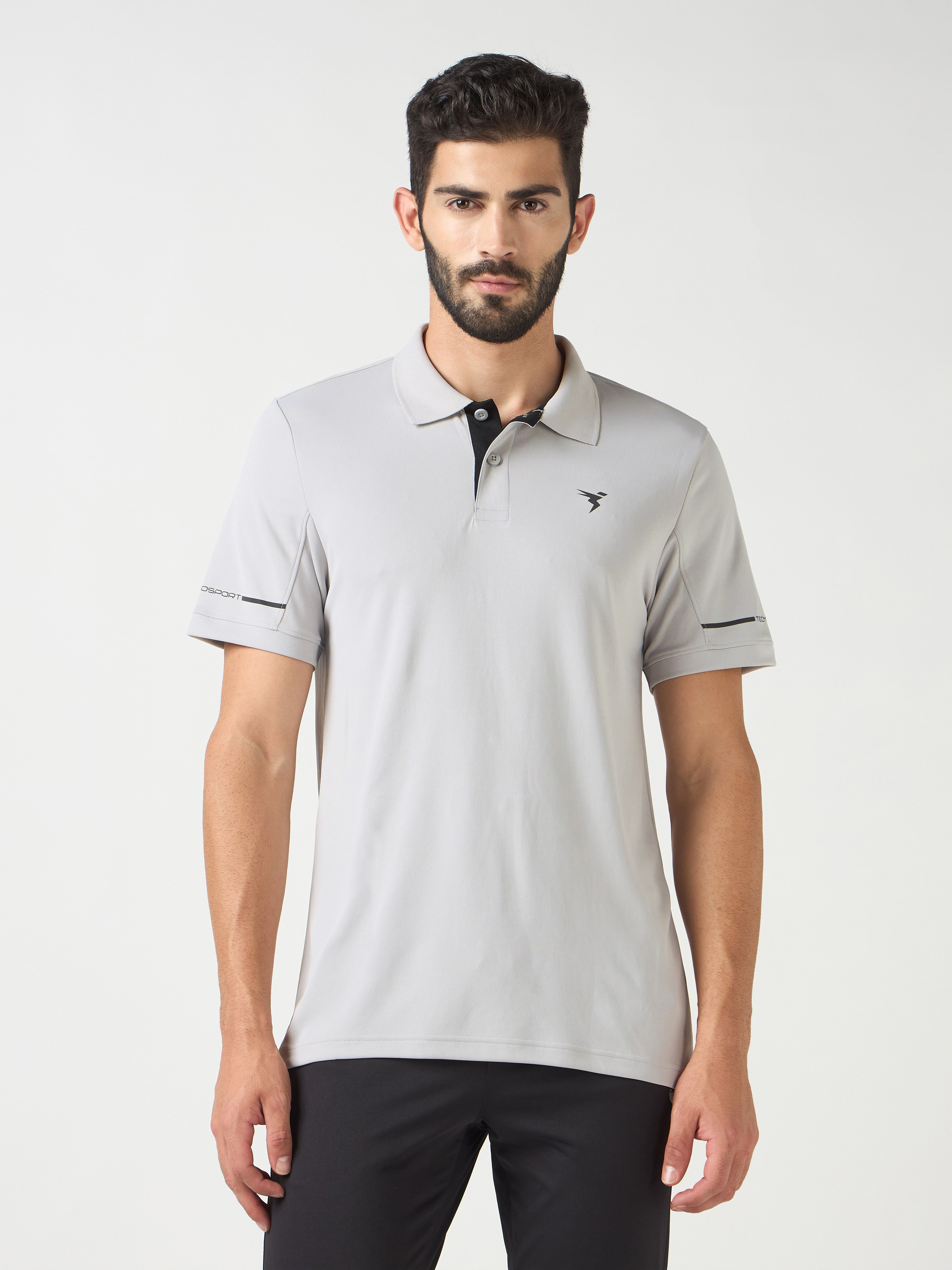 Men Solid Slim Fit Polo T-shirt with TECHNO COOL+