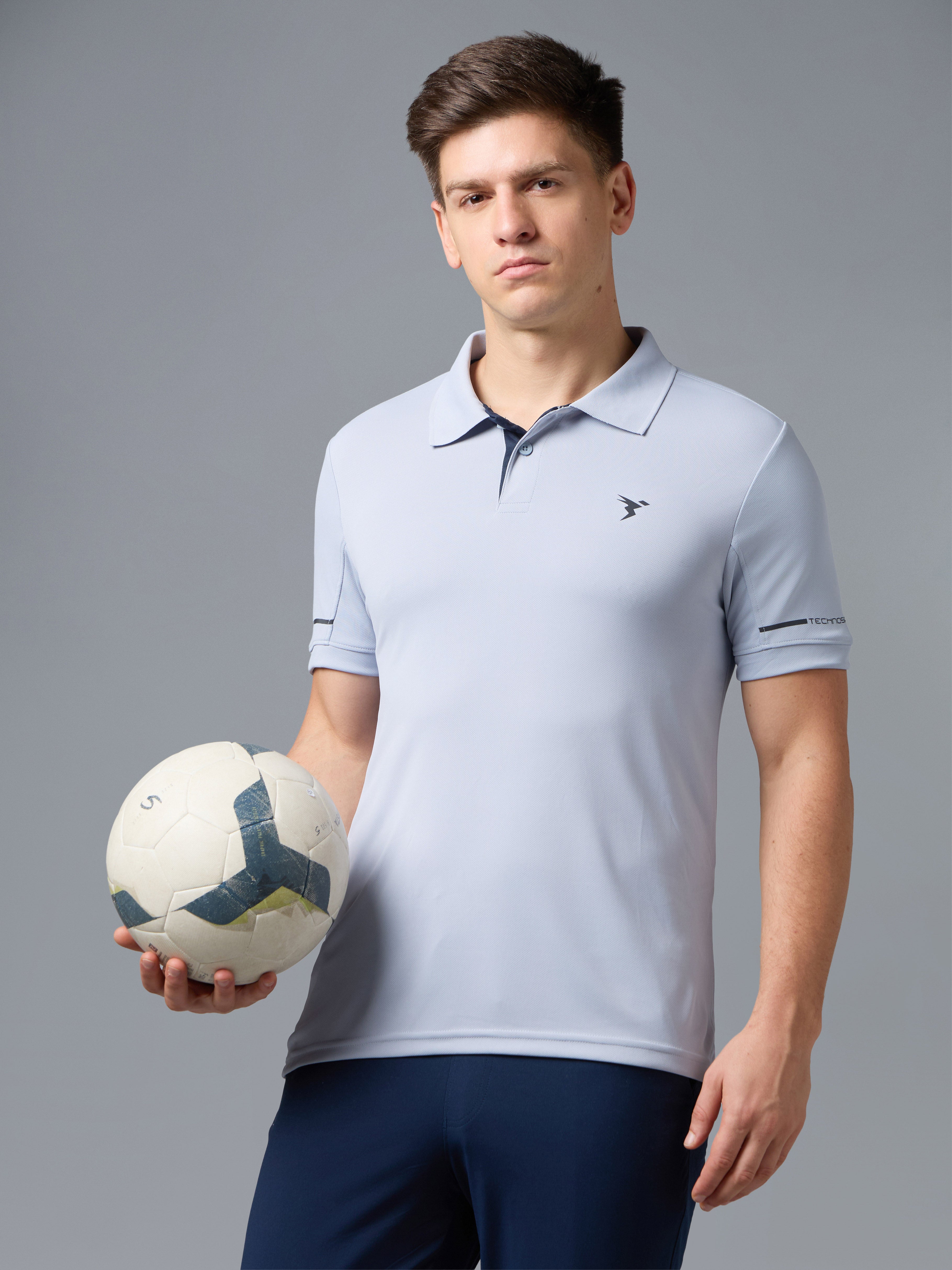 Men Solid Slim Fit Polo T-shirt with TECHNO COOL+