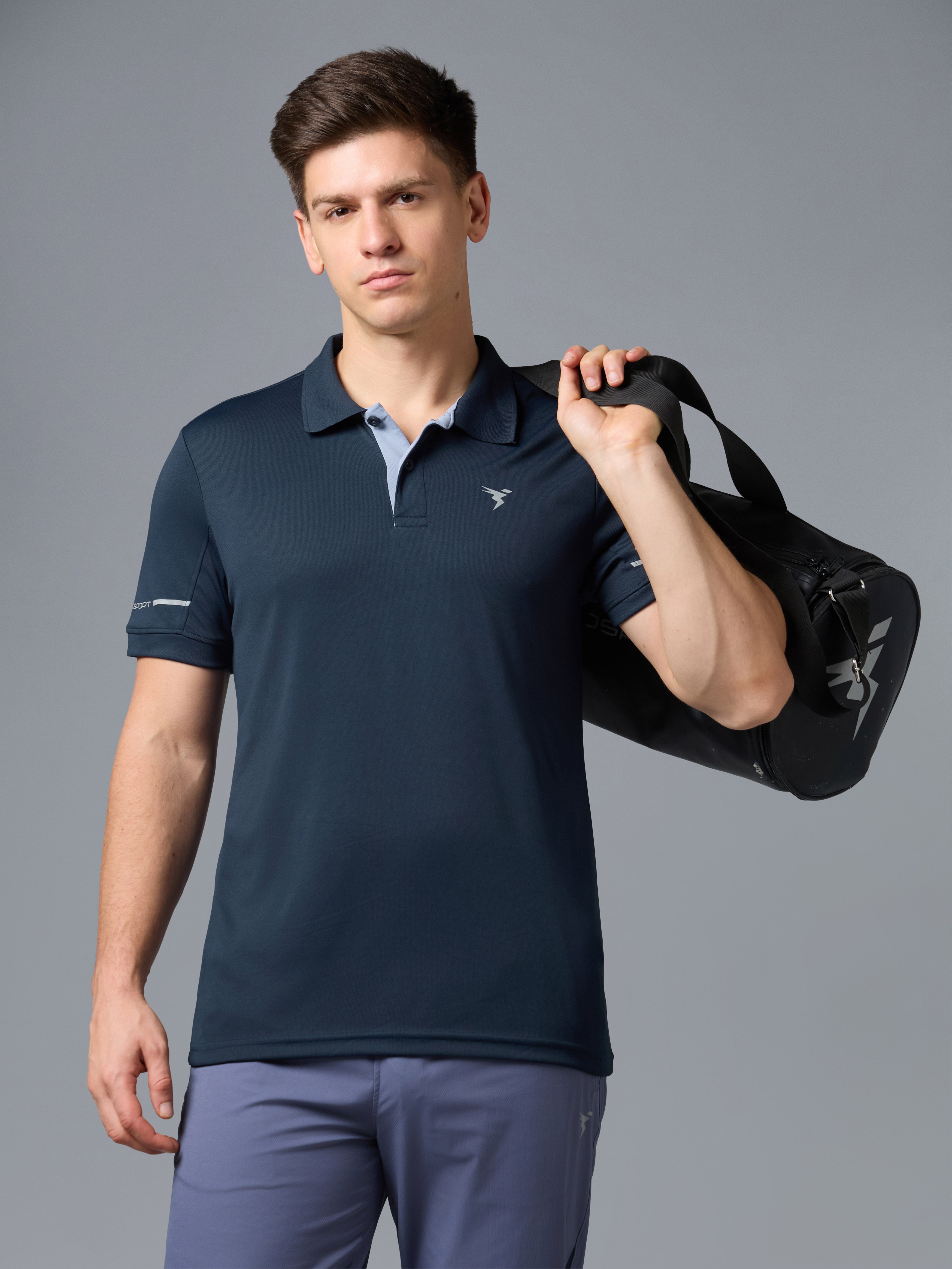 Men Solid Slim Fit Polo T-shirt with TECHNO COOL+