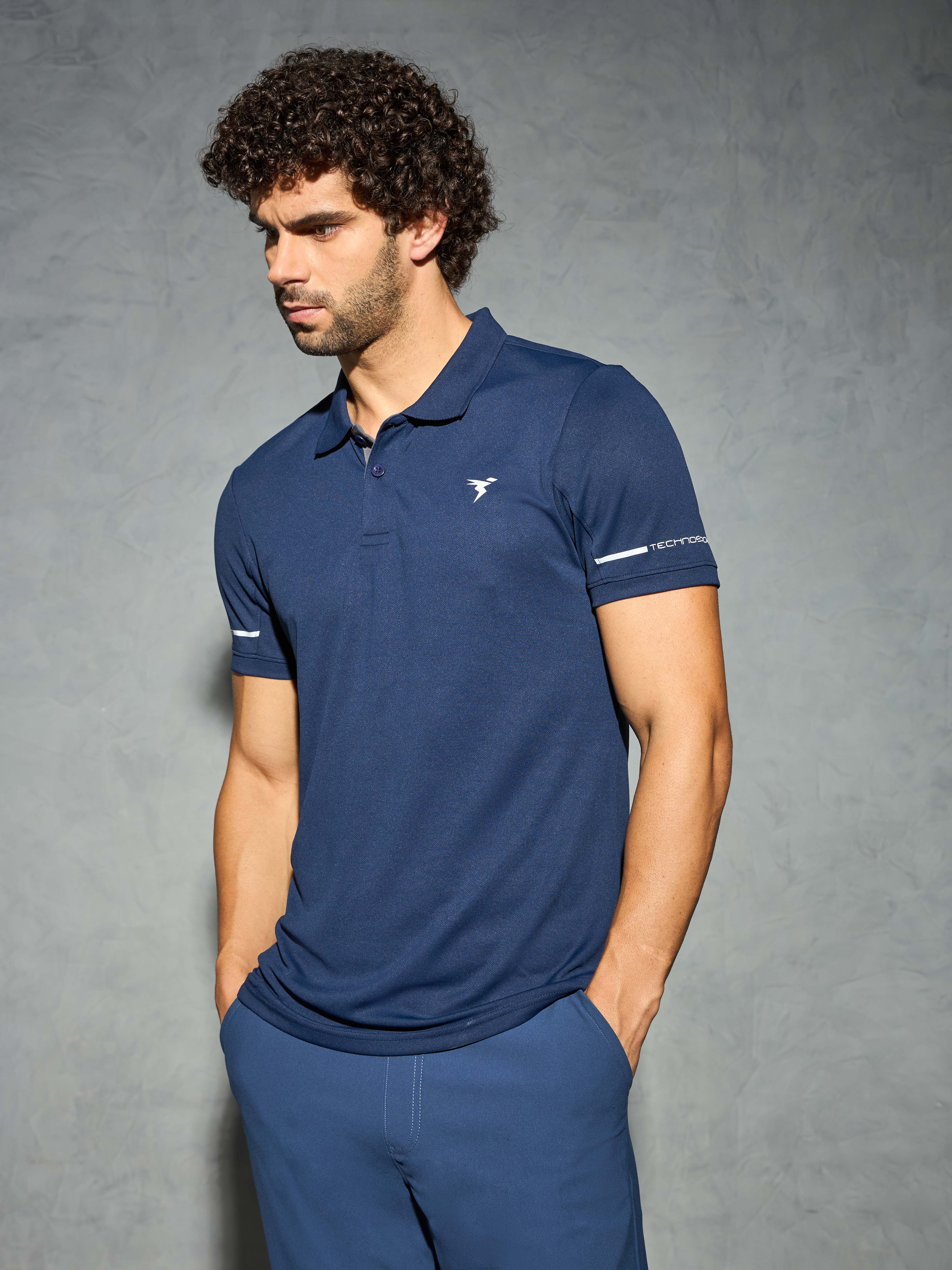 Men Slim Fit Polo T-shirt with Techno Cool+