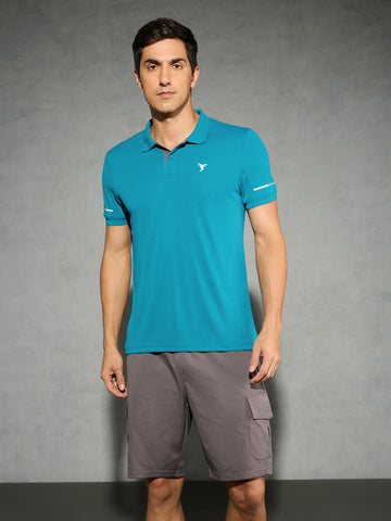 Men Solid Slim Fit Polo T-shirt with TECHNO COOL+