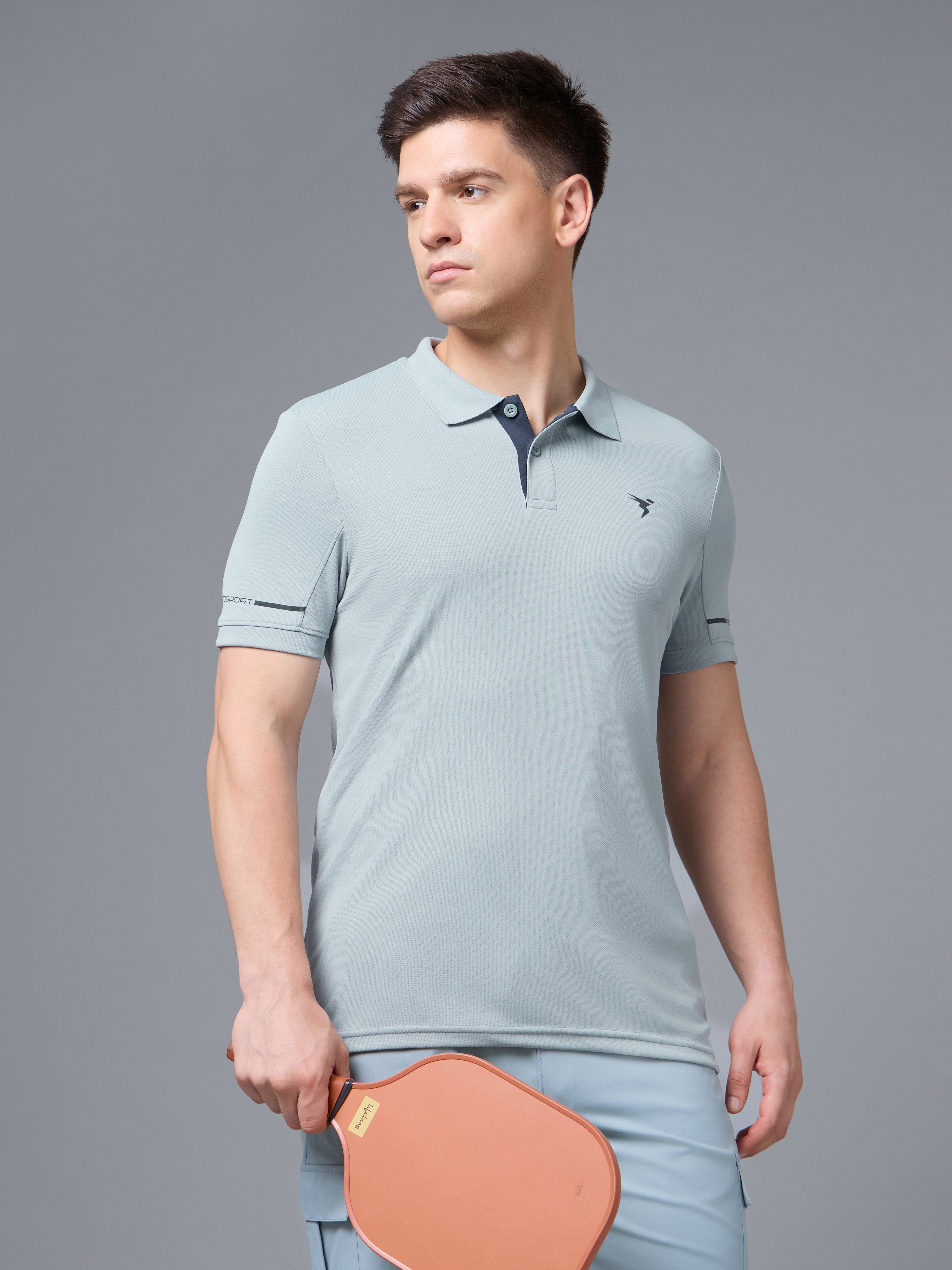 Men Solid Slim Fit Polo T-shirt with TECHNO COOL+