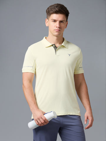 Men Solid Slim Fit Polo T-shirt with TECHNO COOL+