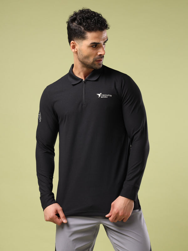 Men Solid Slim Fit Polo Sports T-shirt with MATPIQ