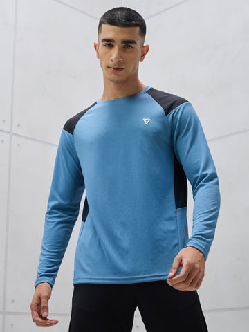 Men Colorblock Slim Fit Crew Neck T-shirt with TECHNO COOL+
