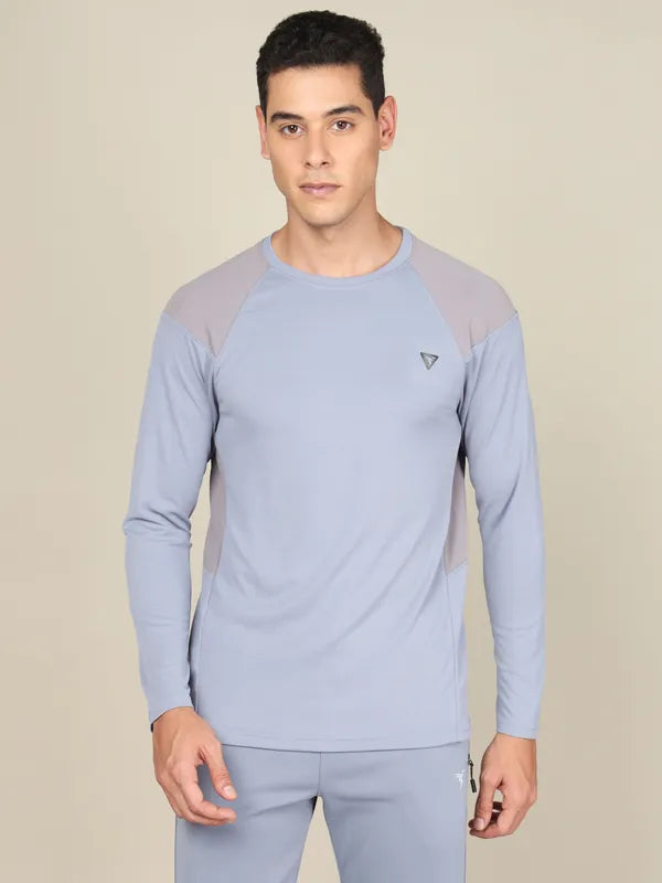 Men Colorblock Slim Fit Crew Neck T-shirt with TECHNO COOL+