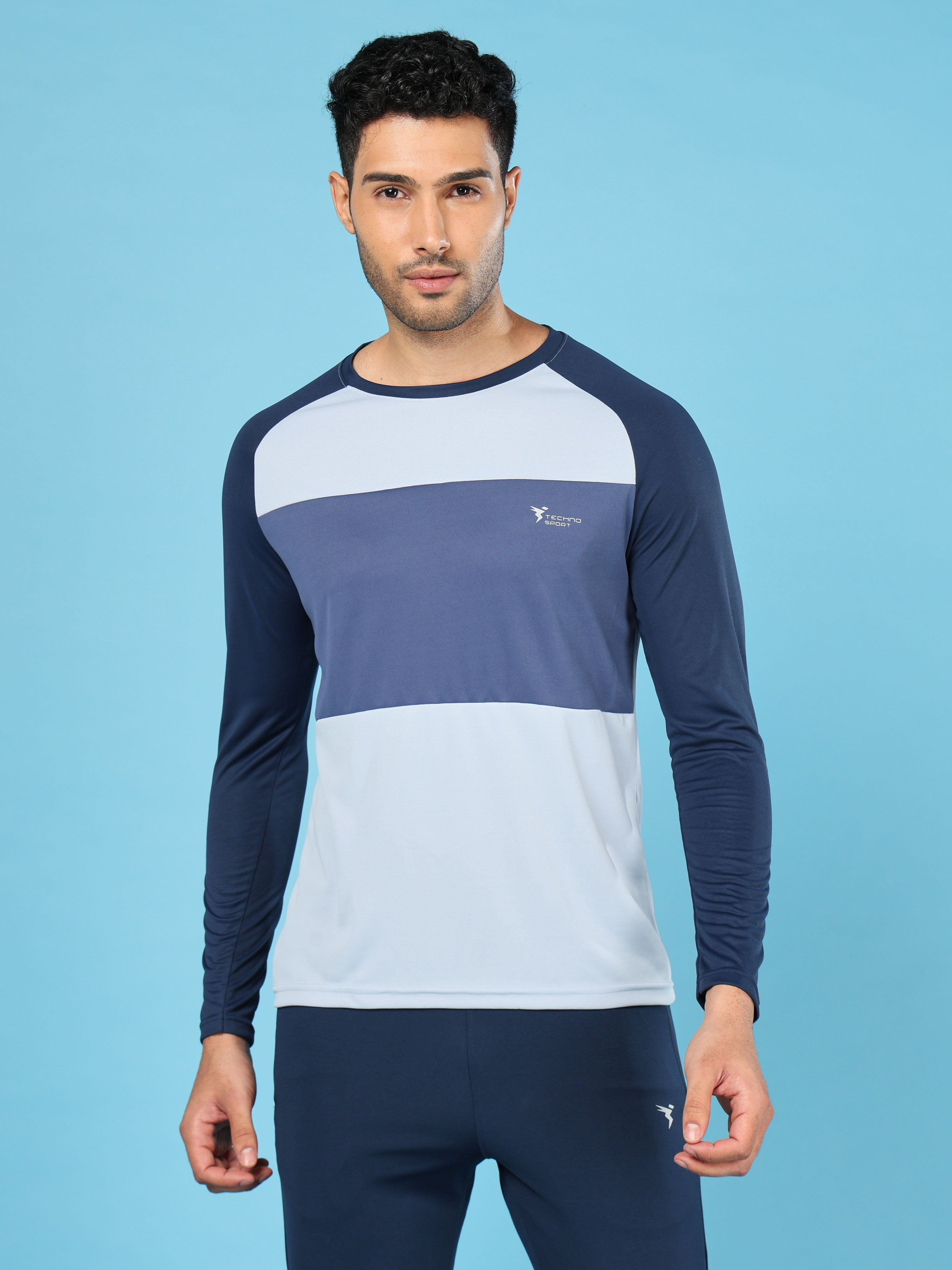 Men Colorblock Slim Fit Crew Neck T-shirt with TECHNO COOL+