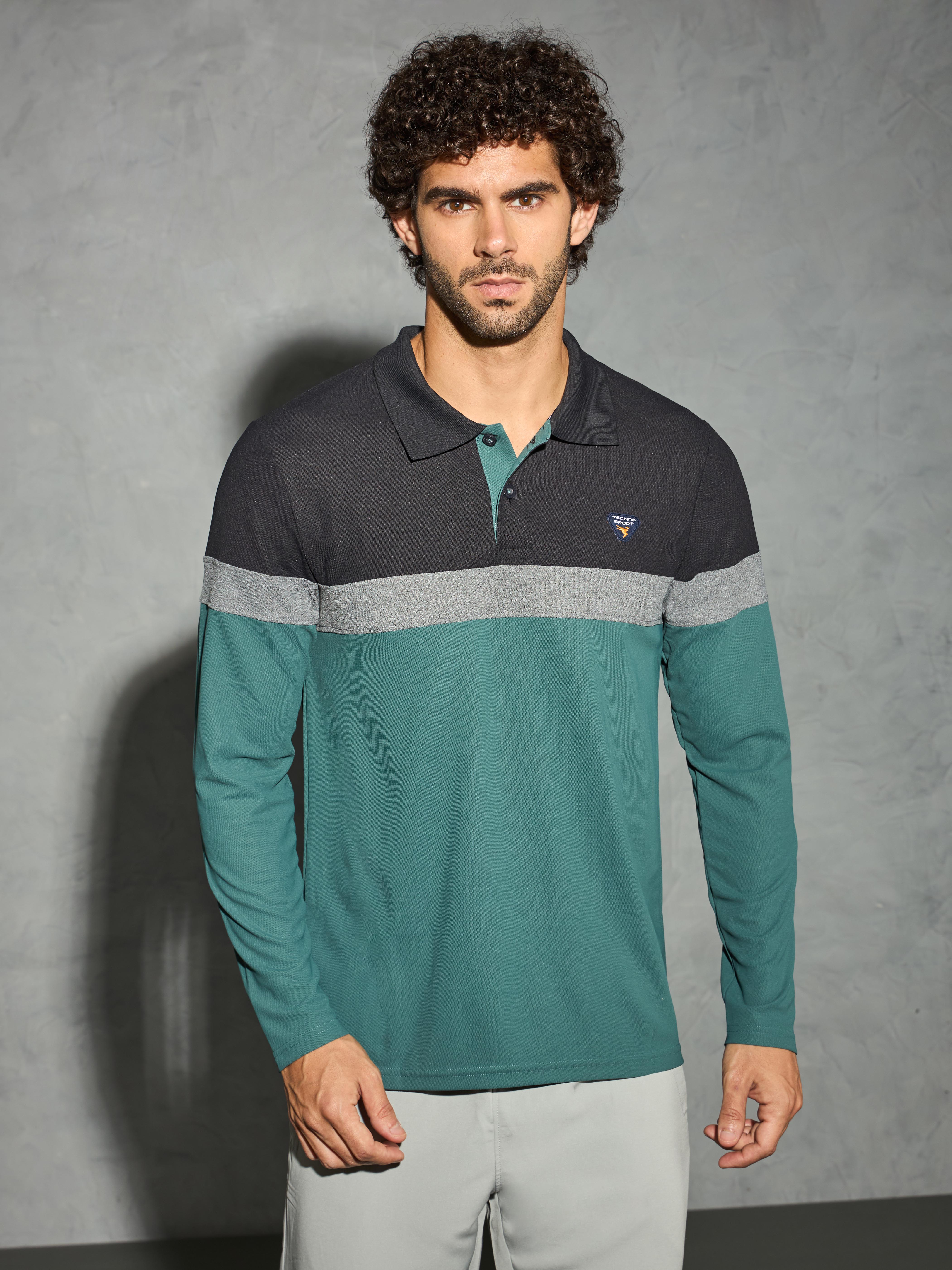 Men Colorblock Slim Fit Polo T-shirt with MATPIQ