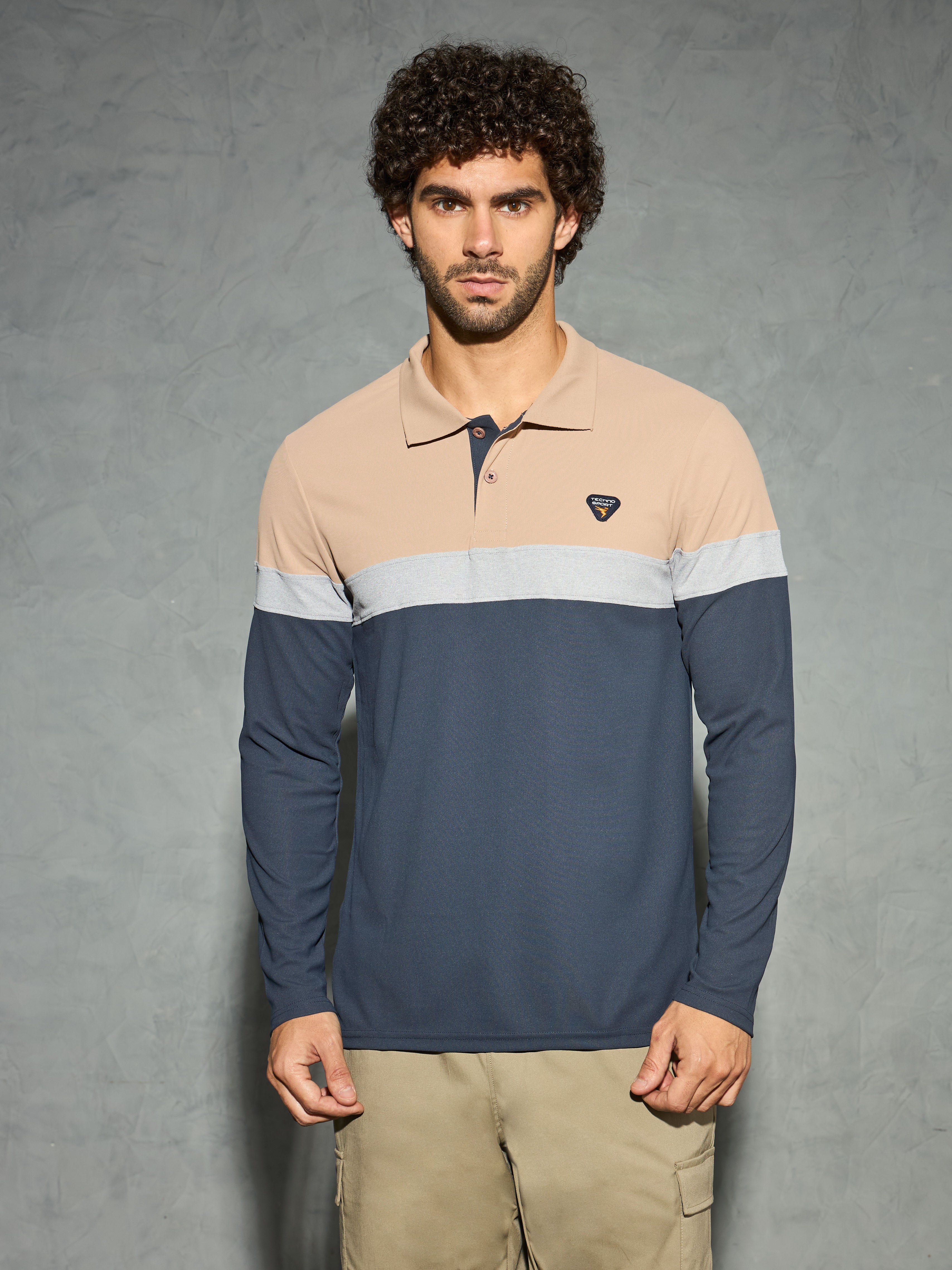 Men Colorblock Slim Fit Polo T-shirt with MATPIQ