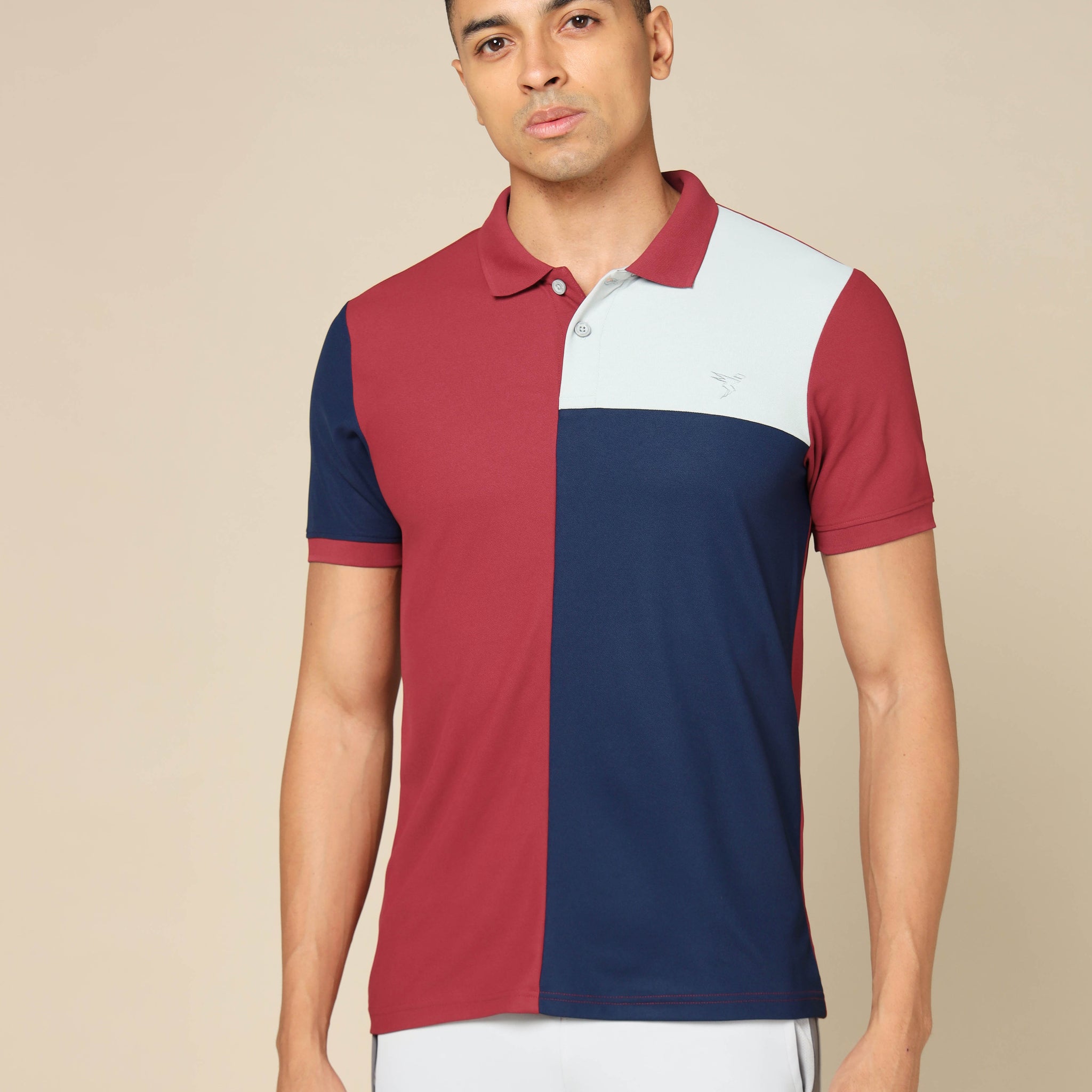 Men Colorblock Slim Fit Polo T-shirt with TECHNO COOL+