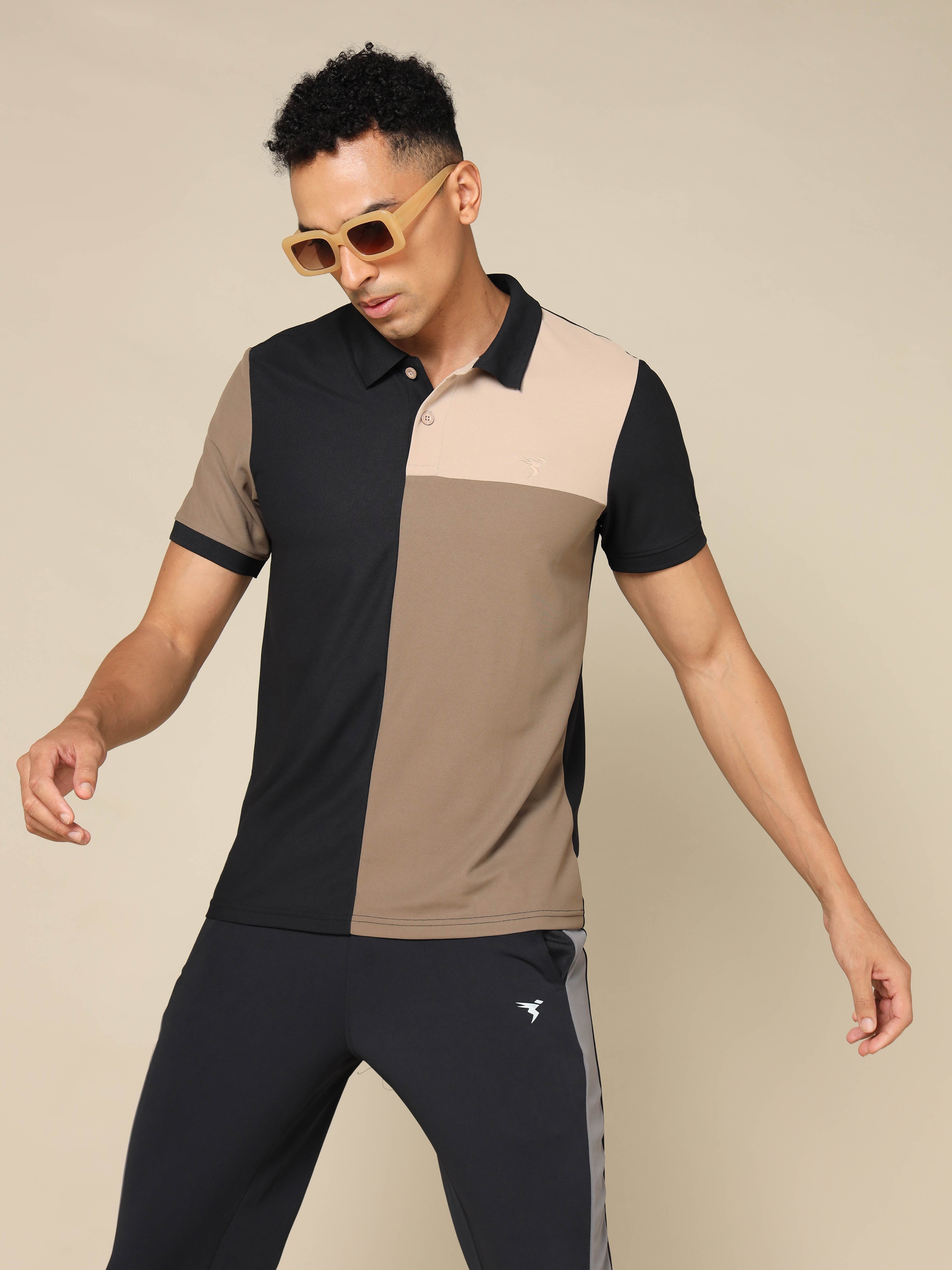 Men Colorblock Slim Fit Polo T-shirt with TECHNO COOL+