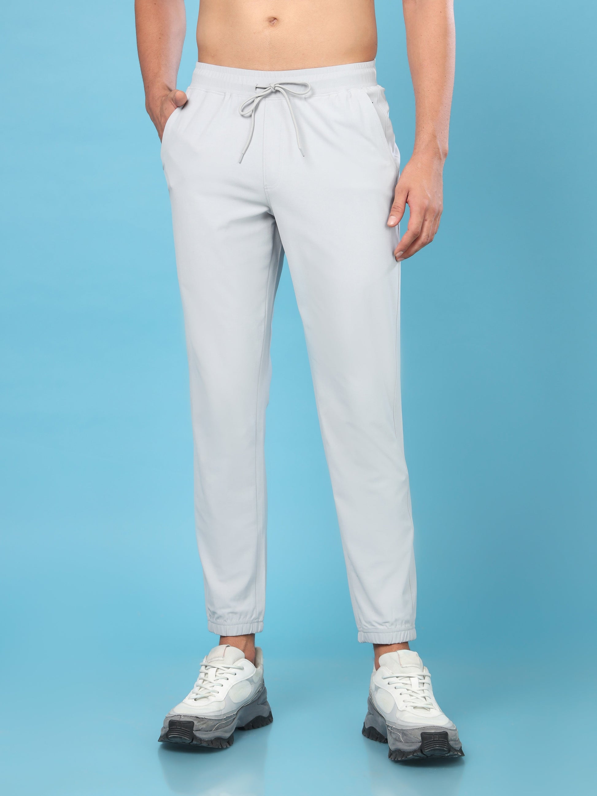 Men Solid Slim Fit Joggers with ELASTOPLUS - Main Image