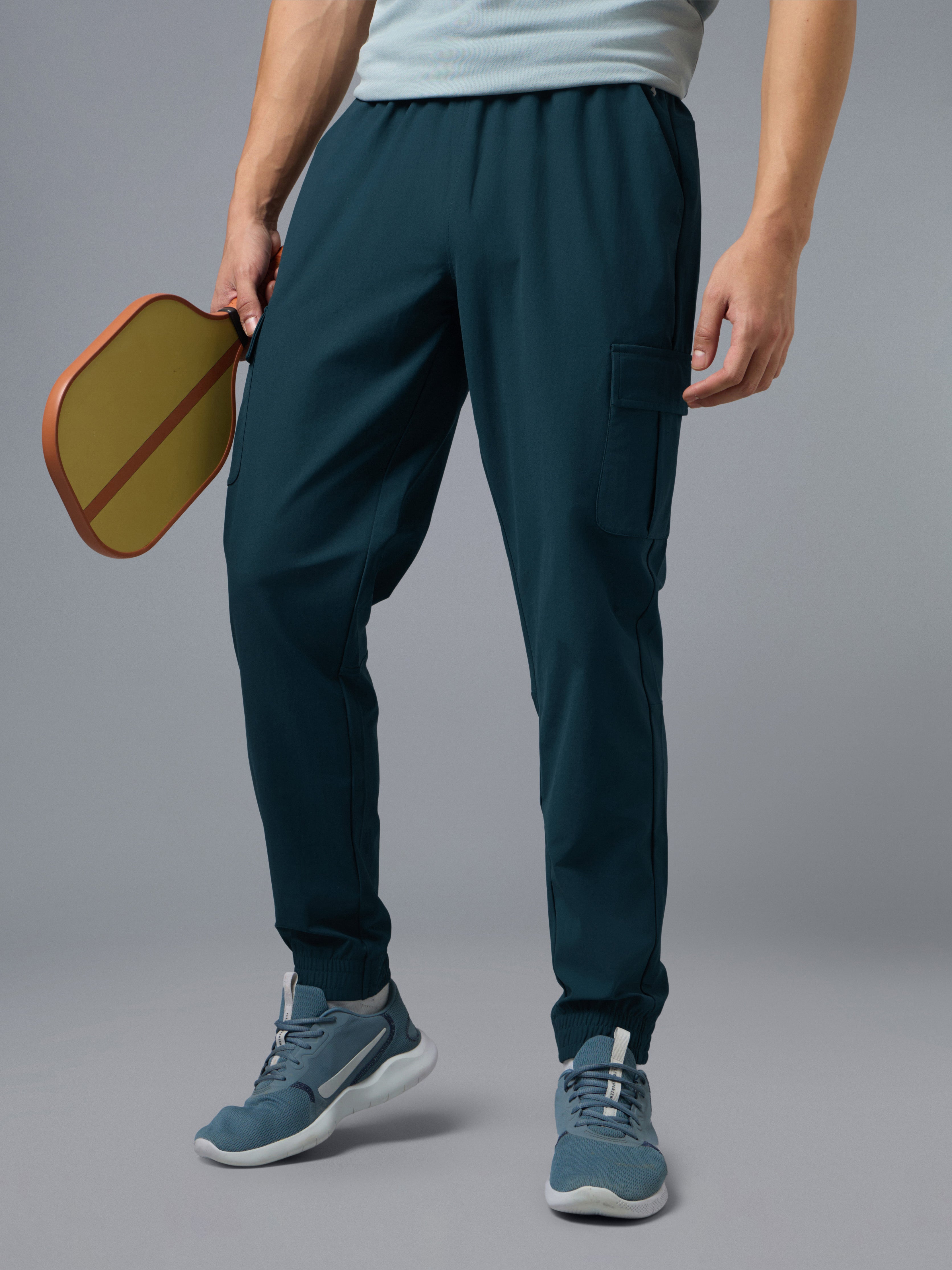 Men Solid Slim Fit Cargo Joggers with DURACOOL+