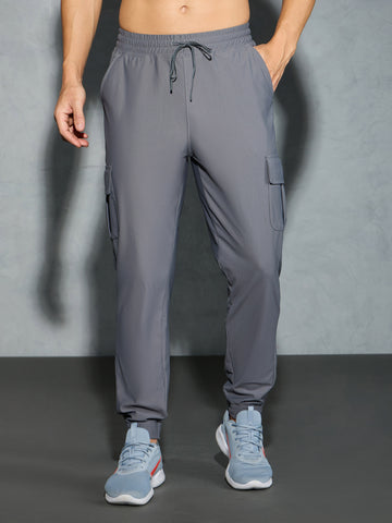 Men Solid Slim Fit Cargo Joggers with DURACOOL+