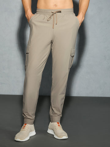 Men Solid Slim Fit Cargo Joggers with DURACOOL+