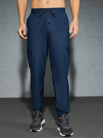 Men Solid Slim Fit Cargo Joggers with DURACOOL+