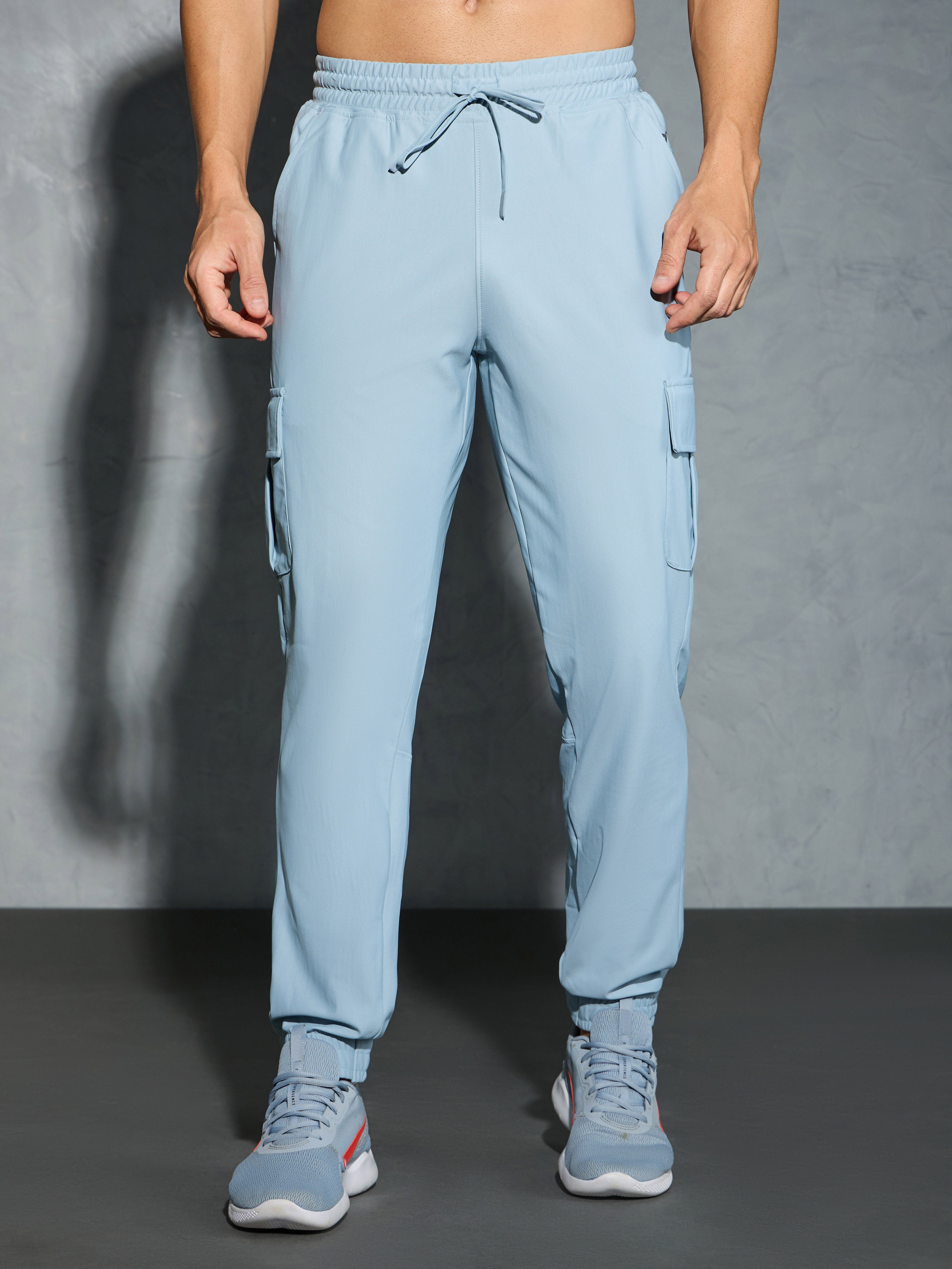 Men Solid Slim Fit Cargo Joggers with DURACOOL+