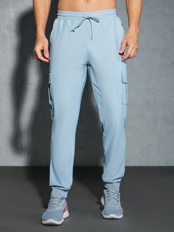 Men Solid Slim Fit Cargo Joggers with DURACOOL+