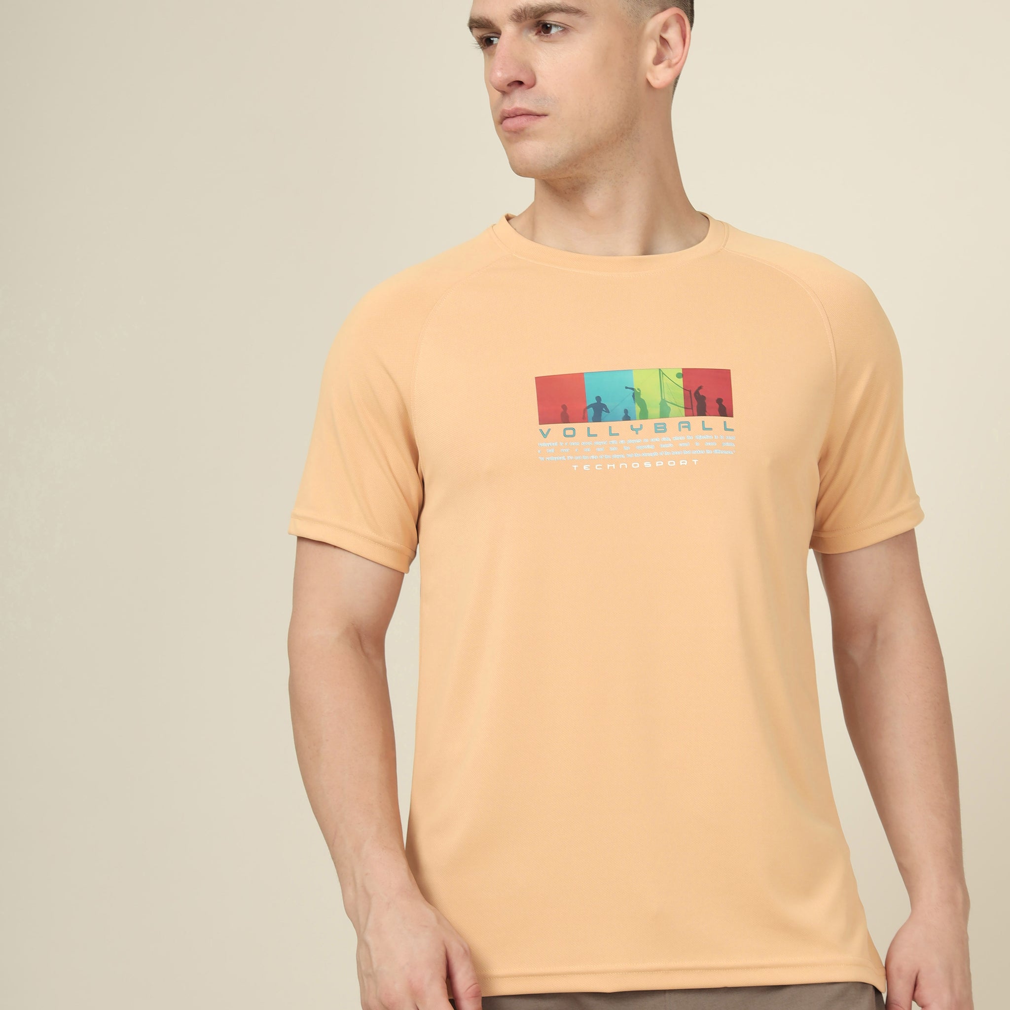 Men Graphic Printed Slim Fit Crew Neck T-shirt with TECHNO COOL+