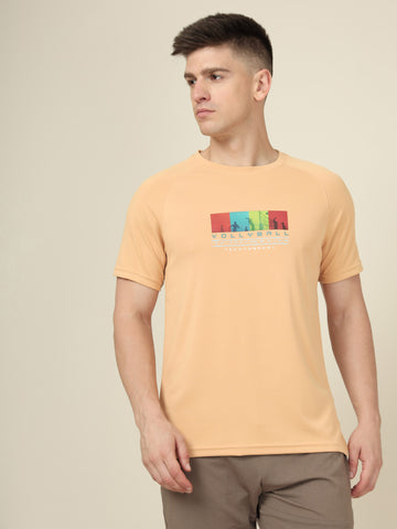 Men Graphic Printed Slim Fit Crew Neck T-shirt with TECHNO COOL+