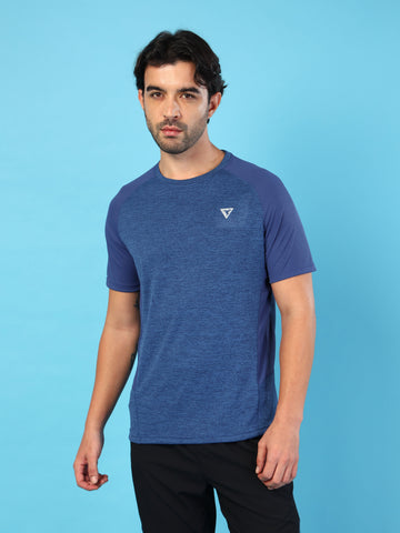 Men Solid Slim Fit Crew Neck T-shirt with DOUBLE COOL