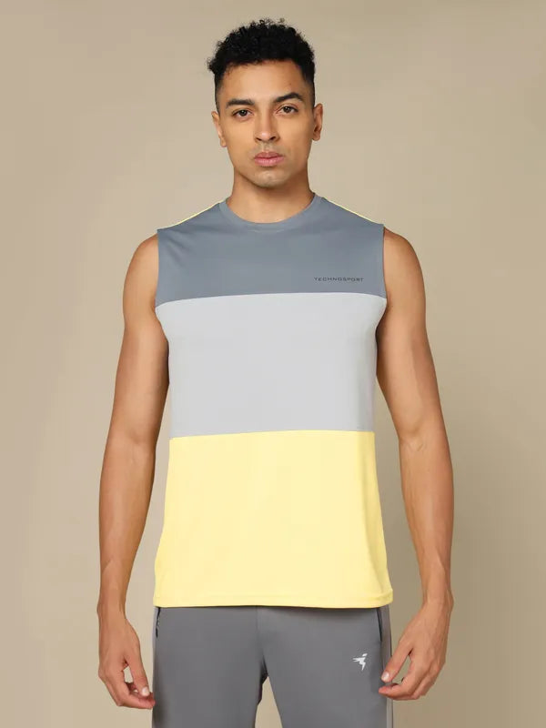 Men Colorblock Slim Fit Crew Neck Innerwear Vest with TECHNO COOL+