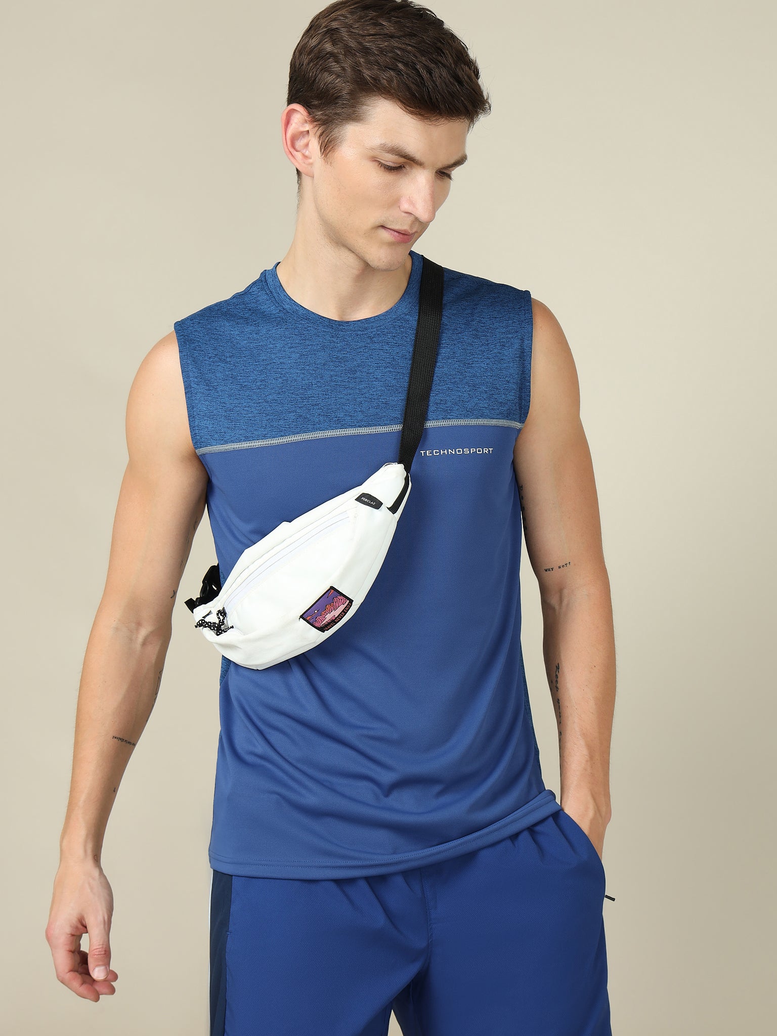 Men Colorblock Slim Fit Crew Neck Innerwear Vest with TECHNO COOL+