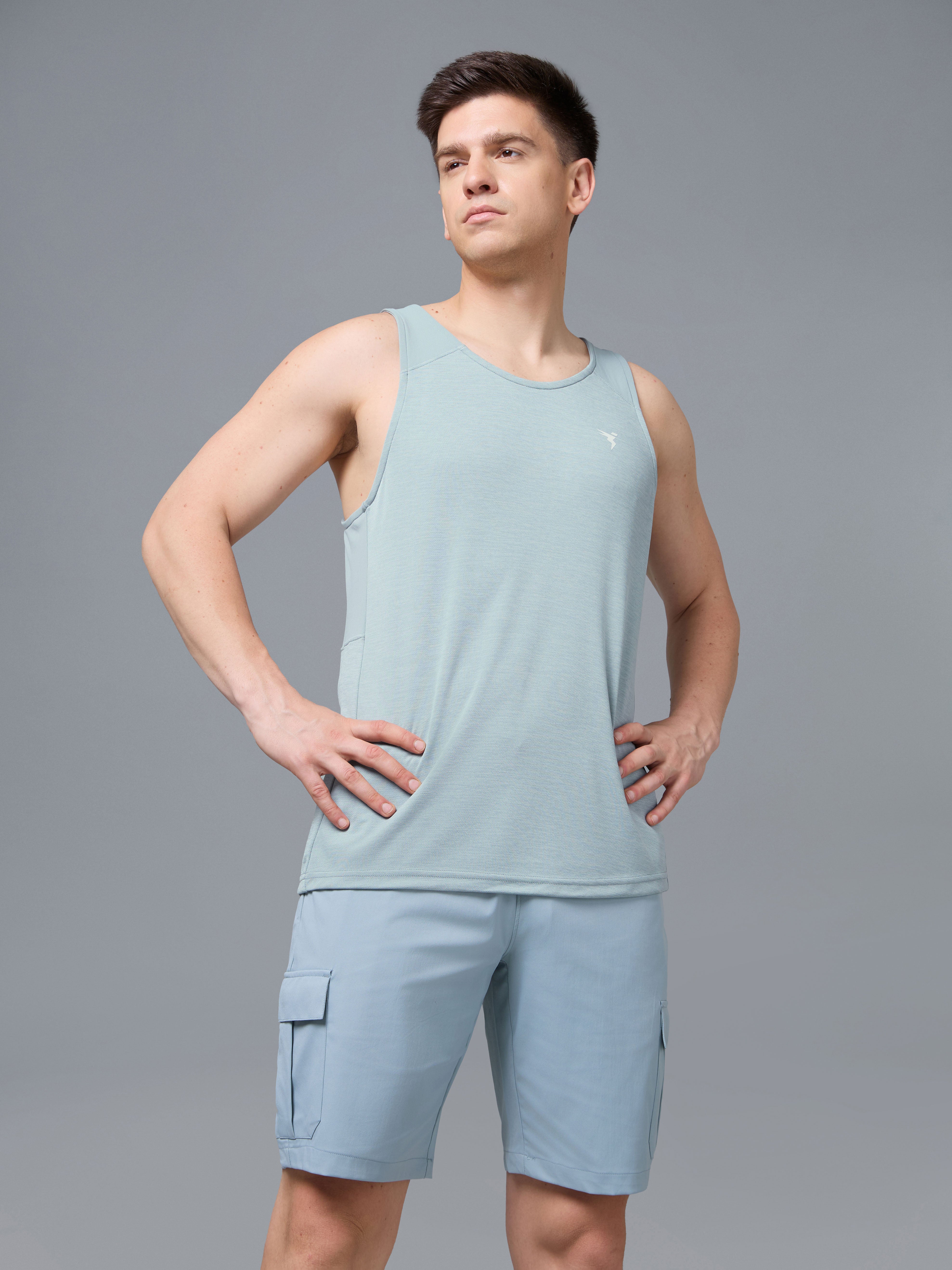 Men Melange Slim Fit Scoop Neck Innerwear Vest with TECHNO COOL+