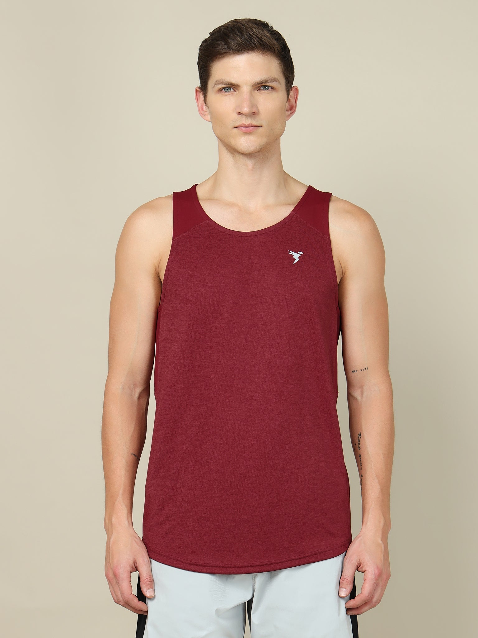 Men Melange Slim Fit Scoop Neck Innerwear Vest with TECHNO COOL+