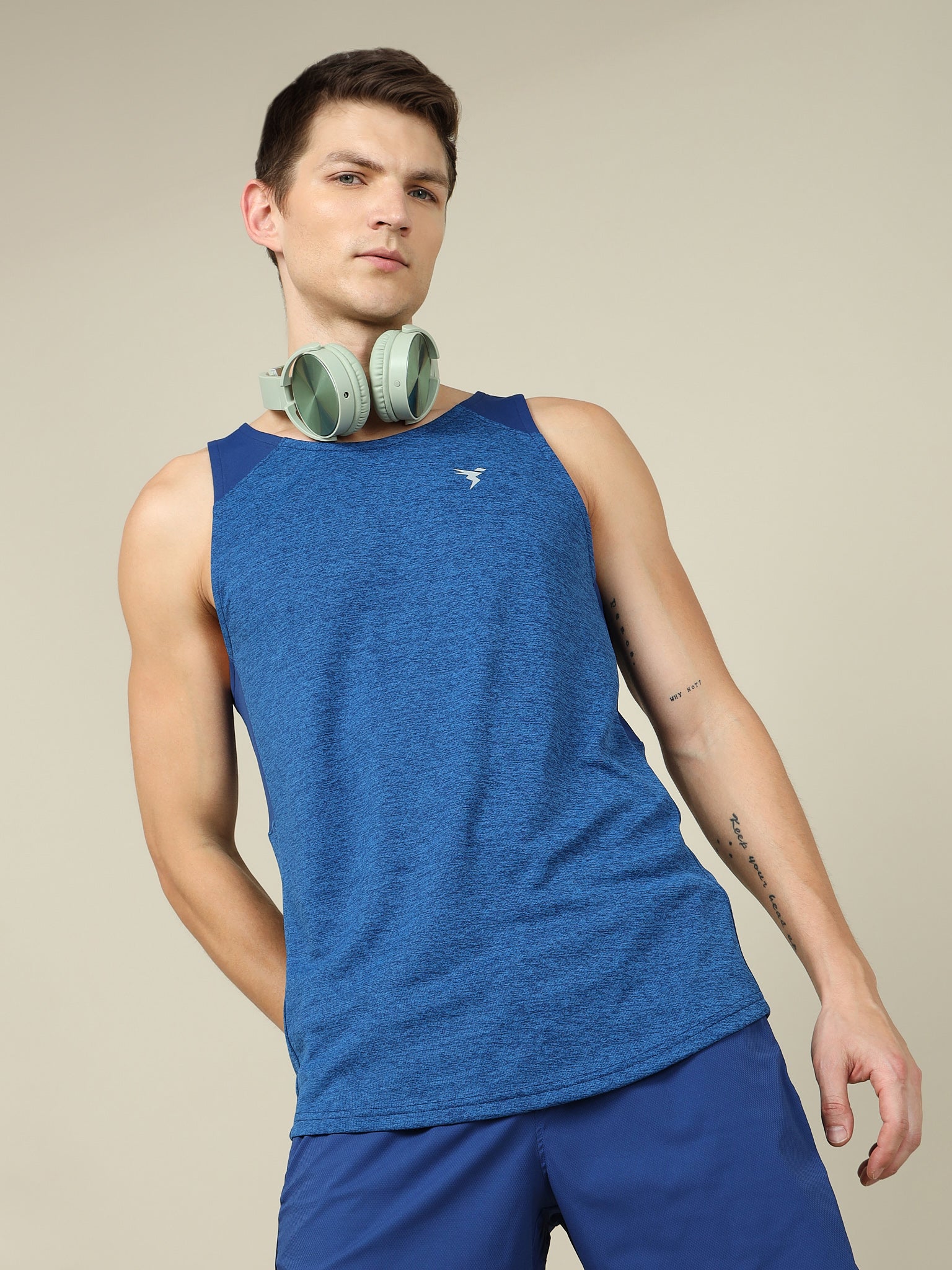 Men Melange Slim Fit Scoop Neck Innerwear Vest with TECHNO COOL+