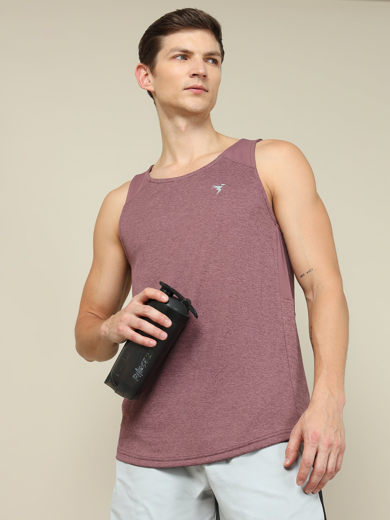 Men Melange Slim Fit Scoop Neck Innerwear Vest with TECHNO COOL+