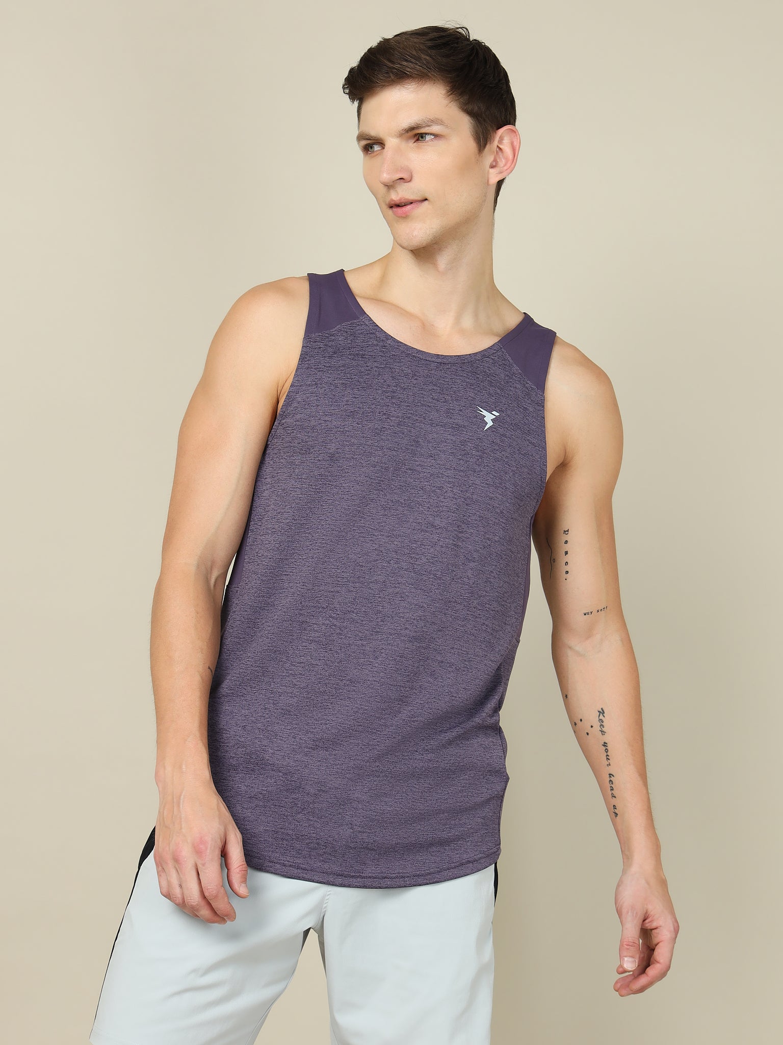 Men Melange Slim Fit Scoop Neck Innerwear Vest with TECHNO COOL+