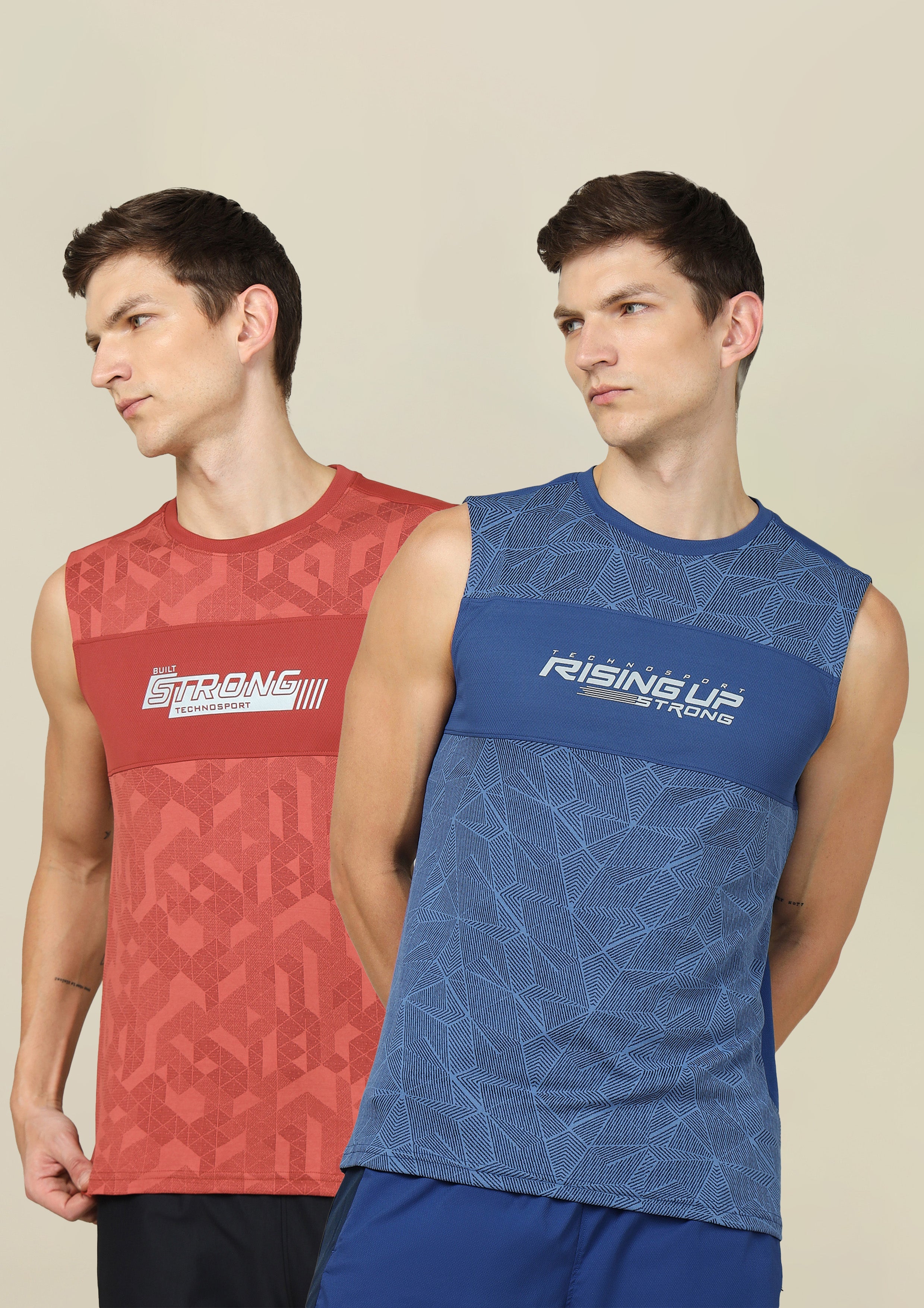 Men Printed Slim Fit Crew Neck Innerwear Vest with TECHNO COOL+ (Pack