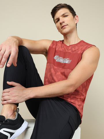 Men Printed Slim Fit Crew Neck Innerwear Vest with TECHNO COOL+