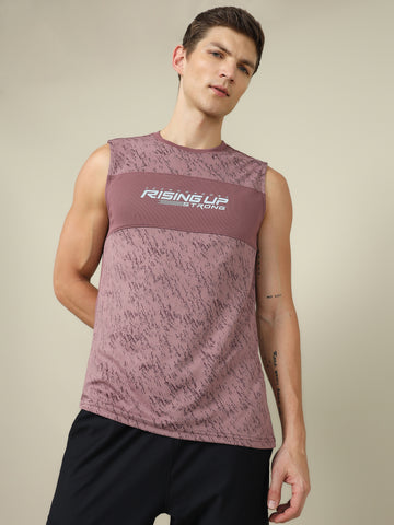 Men Printed Slim Fit Crew Neck Innerwear Vest with TECHNO COOL+