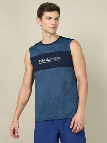 Men Printed Slim Fit Crew Neck Innerwear Vest with TECHNO COOL+