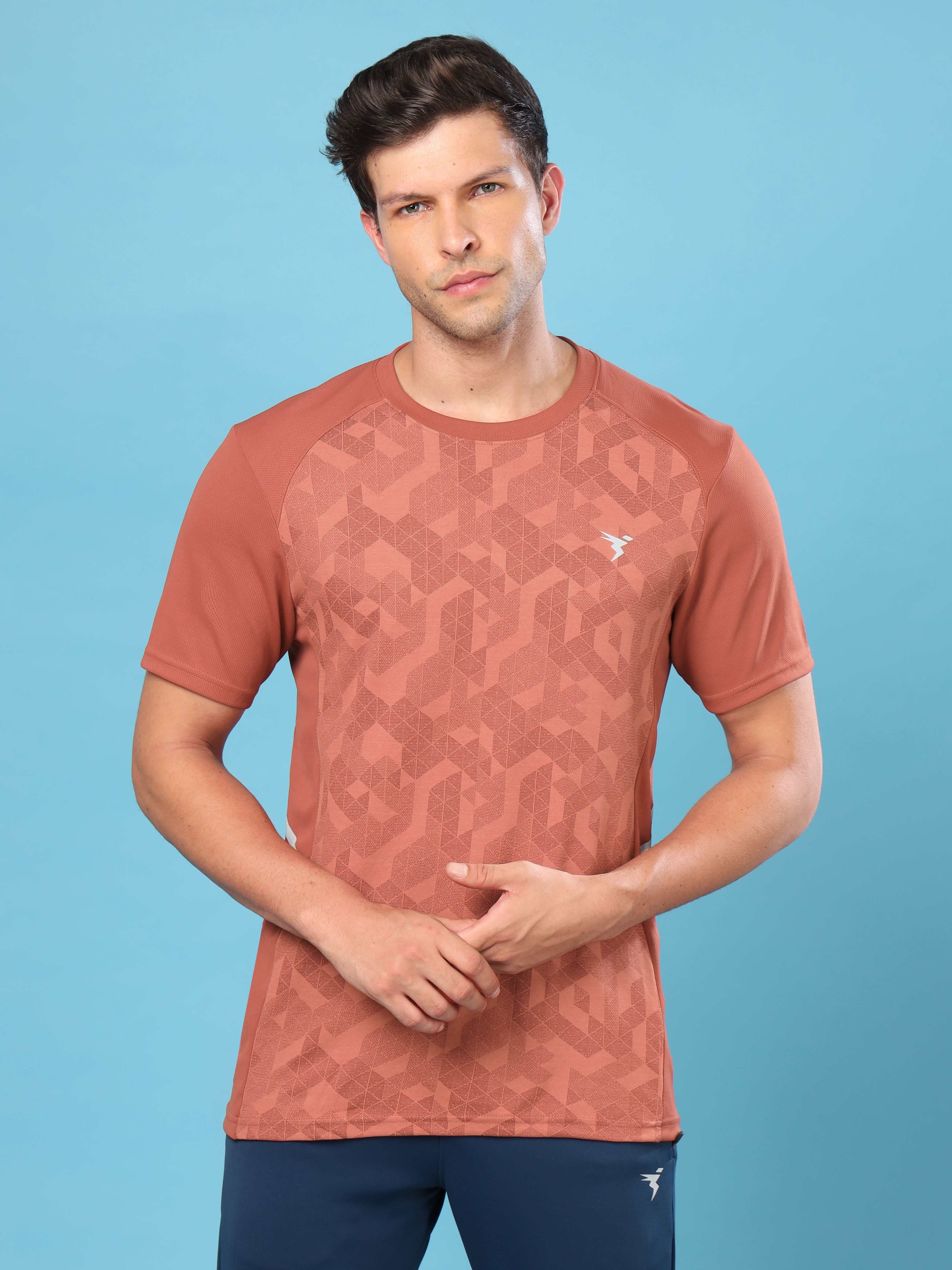 Men Slim Fit Crew Neck T-shirt with DOUBLE COOL