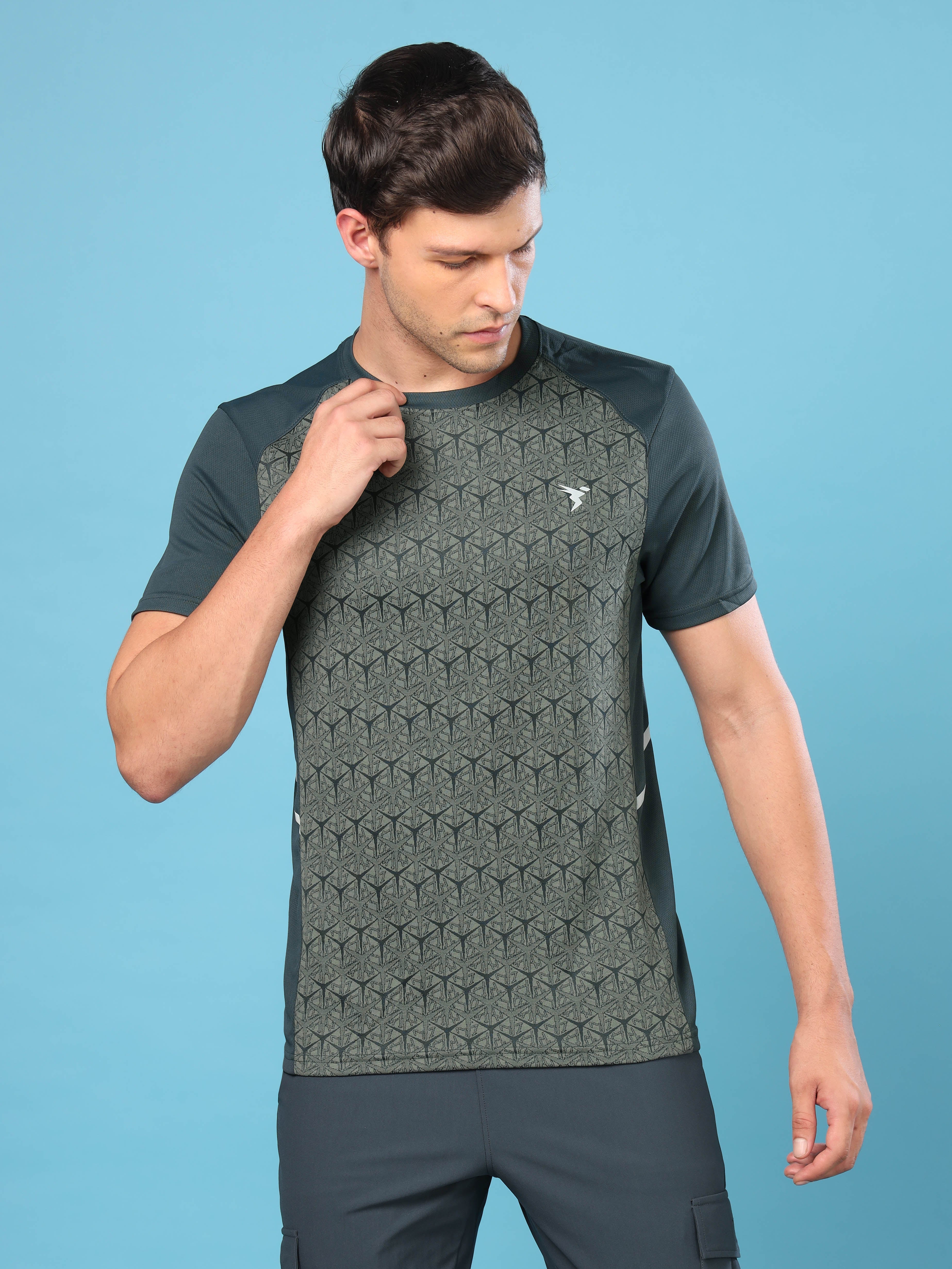 Men Slim Fit Crew Neck T-shirt with DOUBLE COOL
