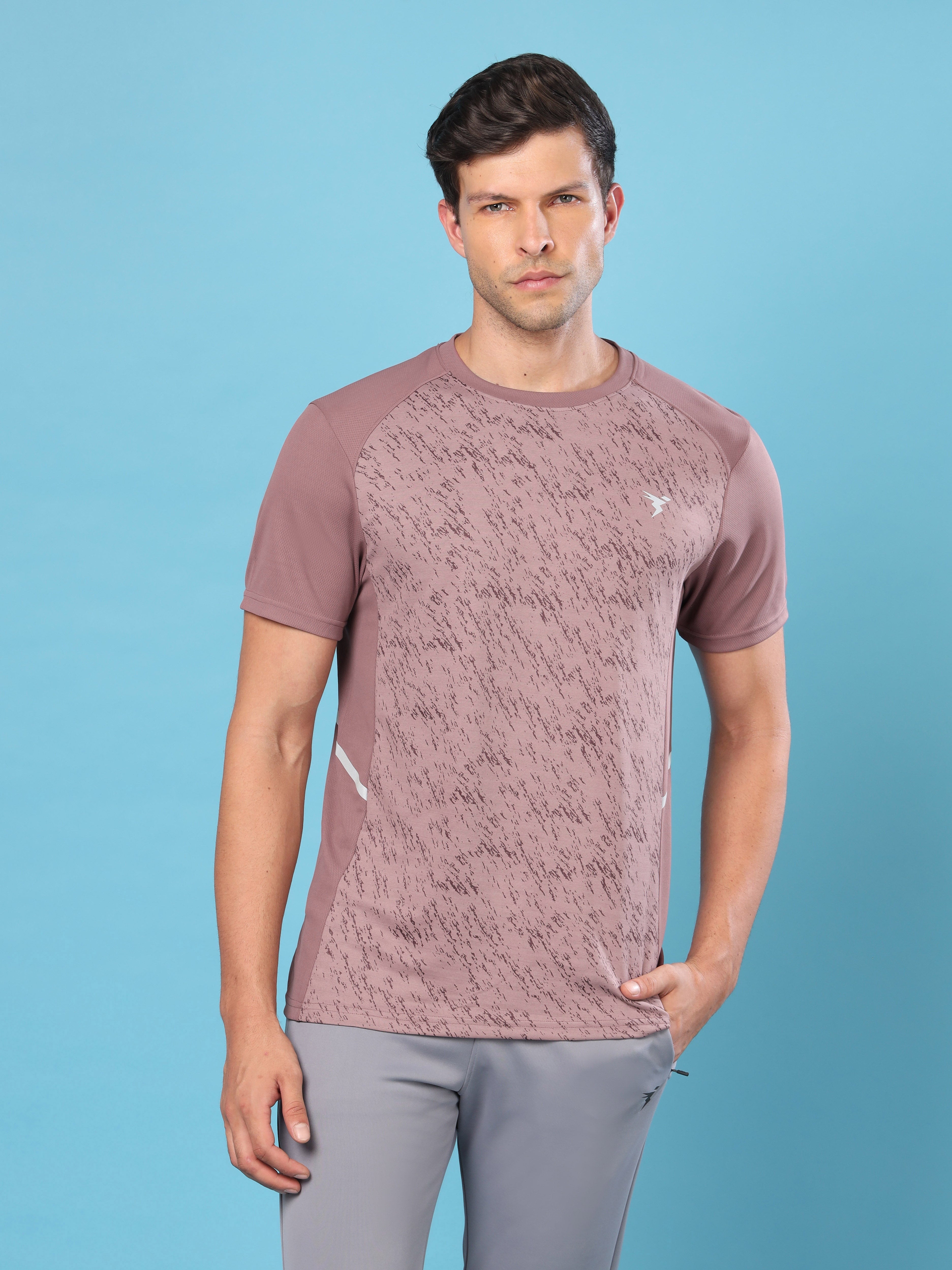 Men Slim Fit Crew Neck T-shirt with DOUBLE COOL