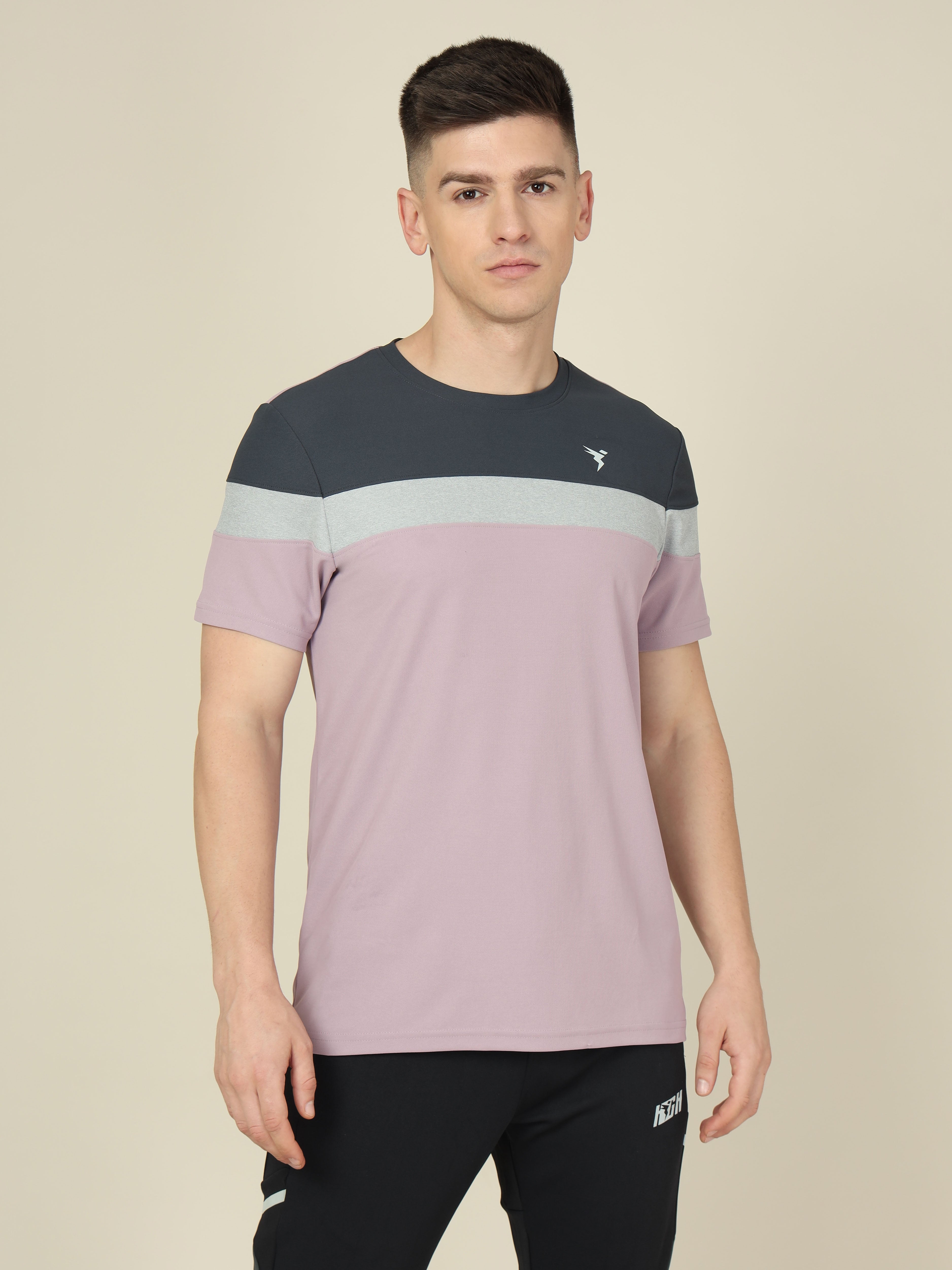 Men Colorblock Slim Fit Crew Neck T-shirt with MATPIQ