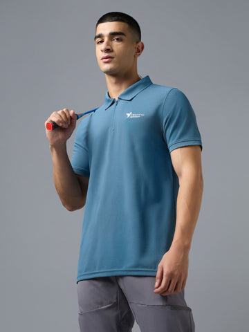 Men Solid Slim Fit Polo T-shirt with MATPIQ