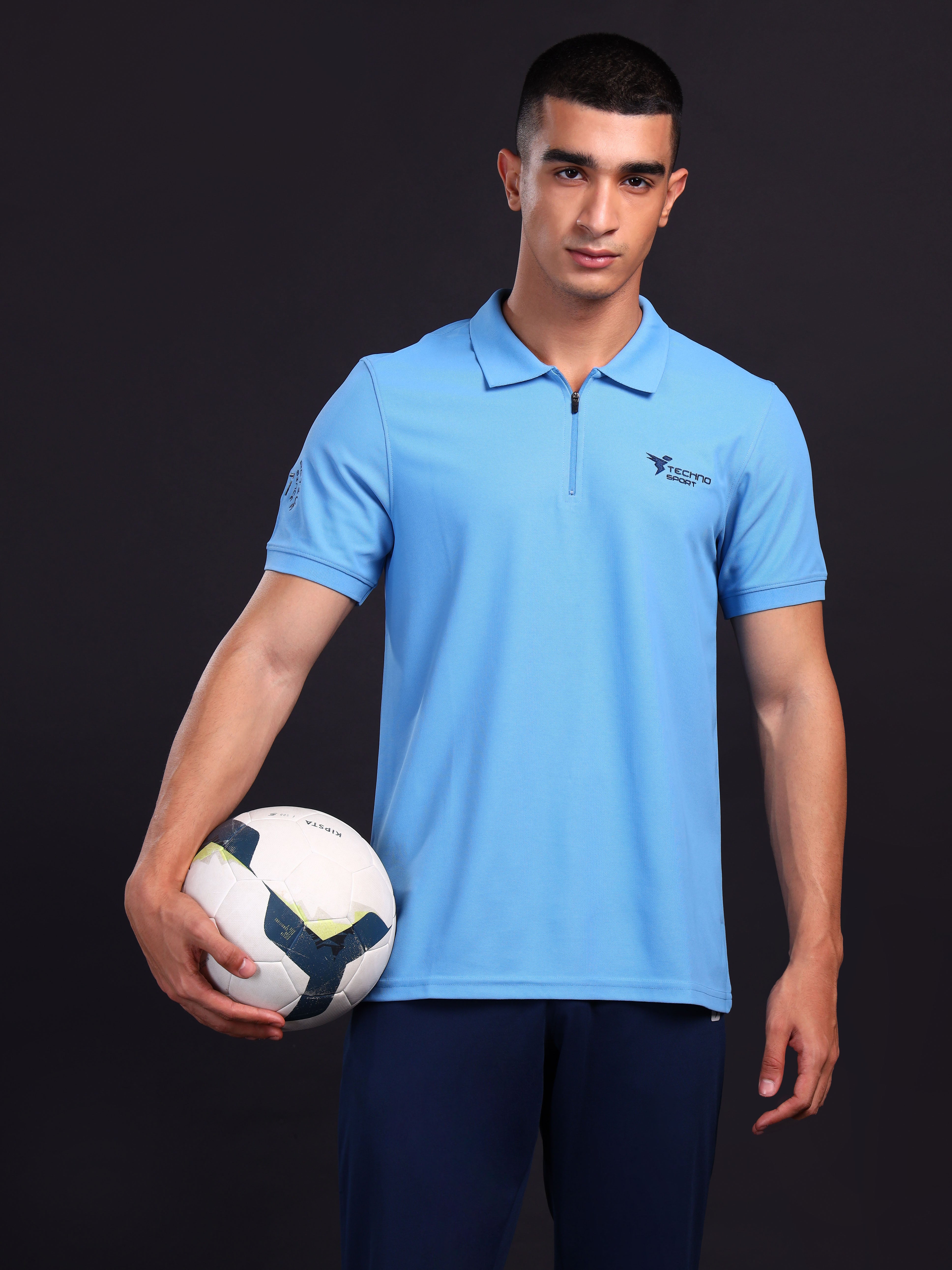 Men Solid Slim Fit Polo T-shirt with MATPIQ