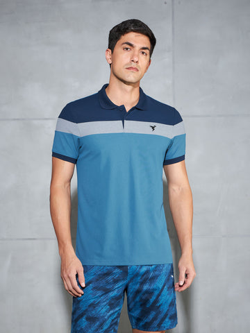 Men Colorblock Slim Fit Polo T-shirt with MATPIQ
